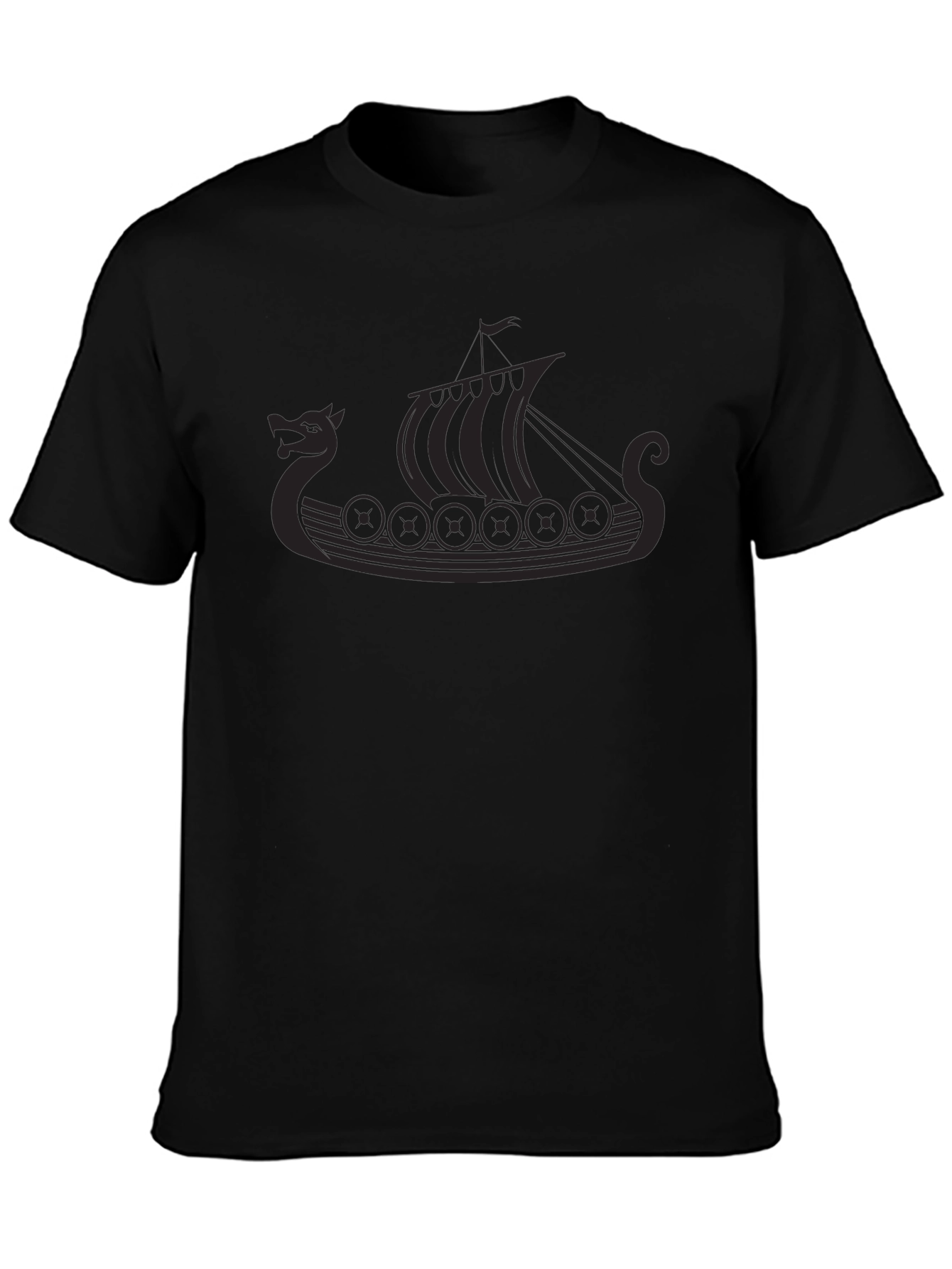 Viking Ship Graphic Tee - Black