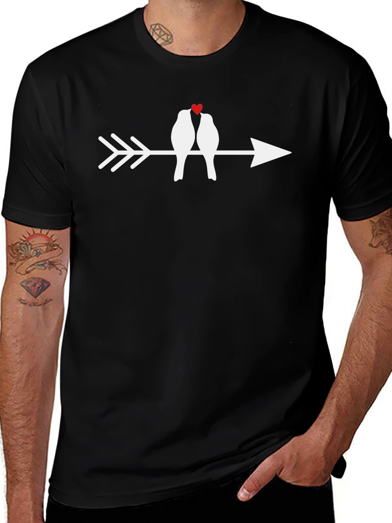 Love Birds Arrow Tee - Romantic Graphic T-Shirt
