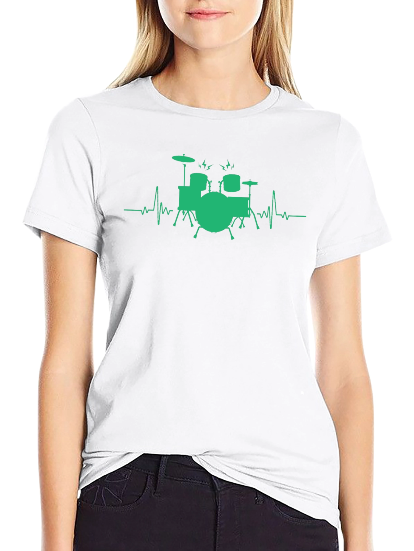 Drumbeat Tee: Musician Heartbeat Drum Set T-Shirt