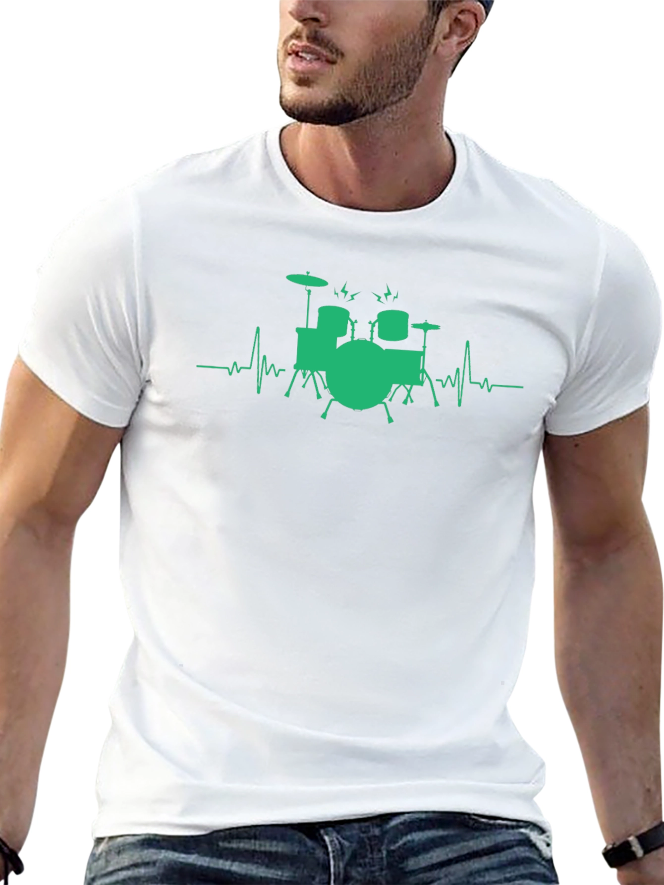 Drumbeat Tee: Musician Heartbeat Drum Set T-Shirt