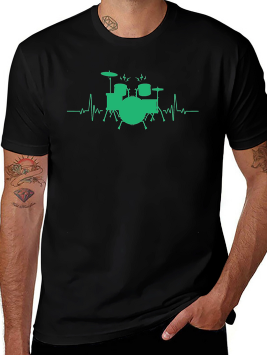 Drumbeat Tee: Musician Heartbeat Drum Set T-Shirt