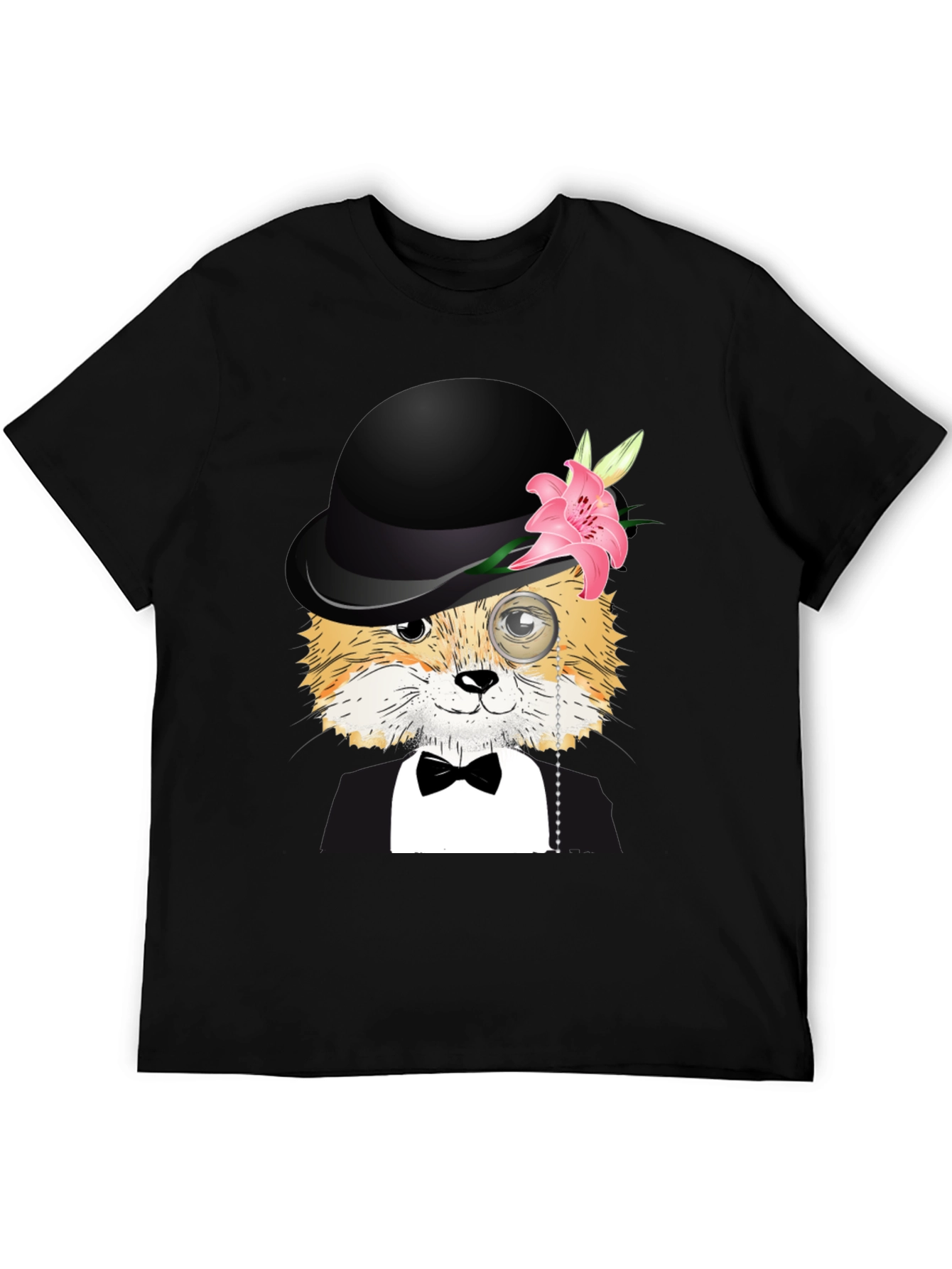 Dapper Fox T-Shirt: Bowler Hat Monocle & Bowtie!
