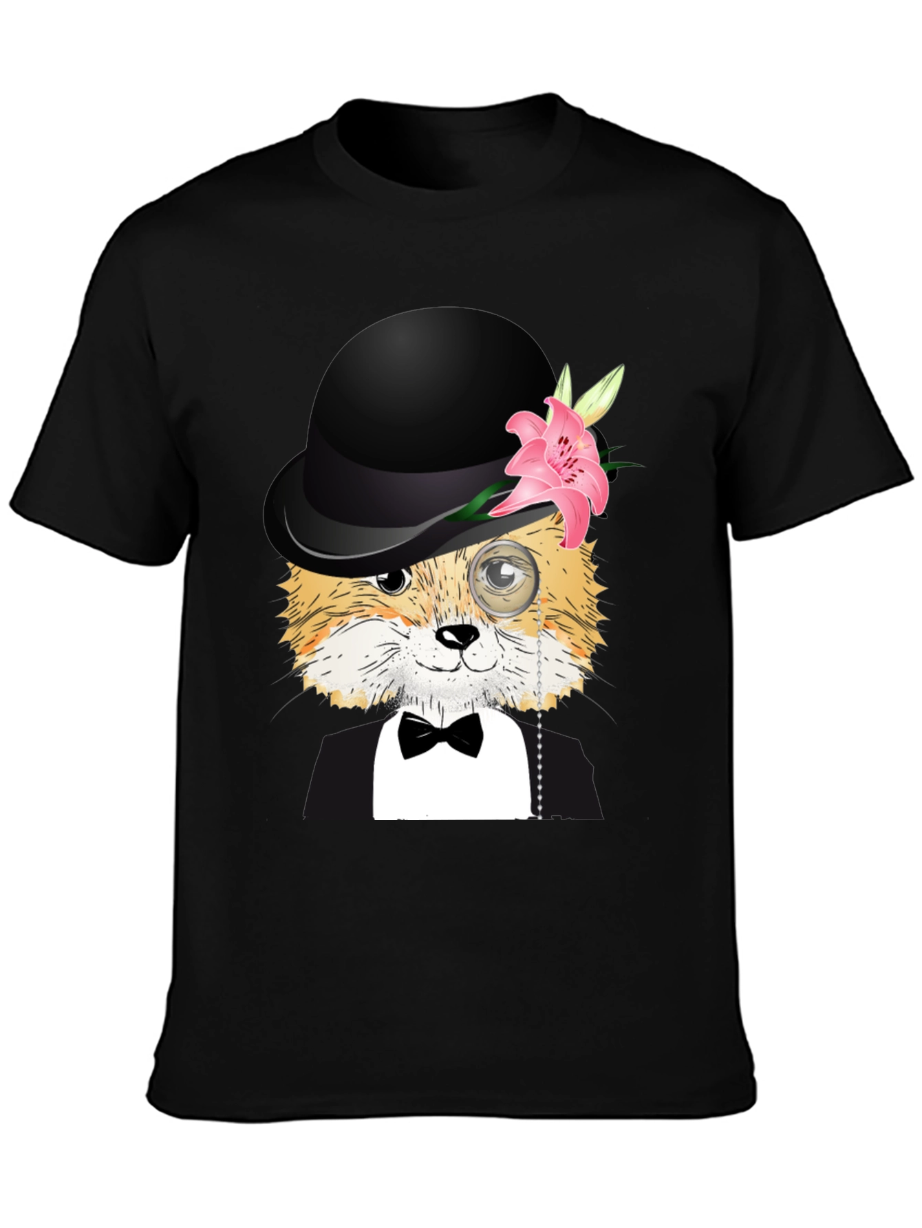 Dapper Fox T-Shirt: Bowler Hat Monocle & Bowtie!