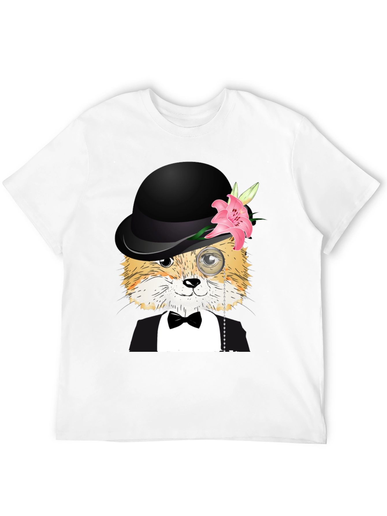 Dapper Fox T-Shirt: Bowler Hat Monocle & Bowtie!