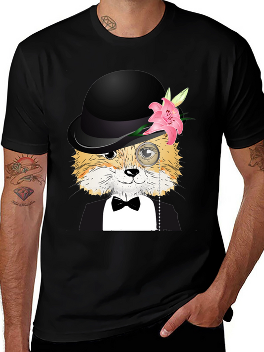 Dapper Fox T-Shirt: Bowler Hat Monocle & Bowtie!