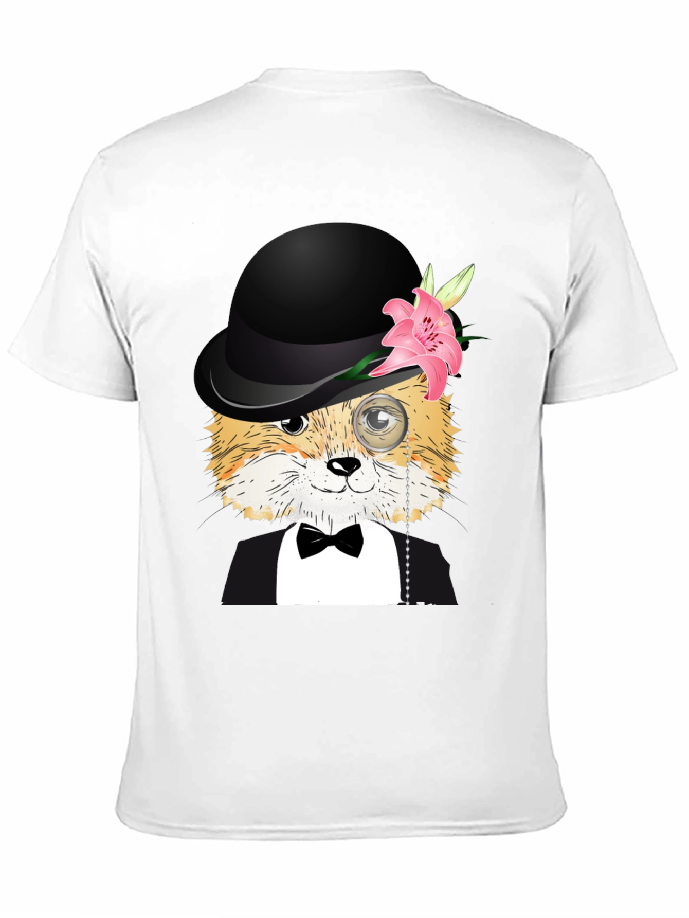 Dapper Fox T-Shirt: Bowler Hat Monocle & Bowtie!