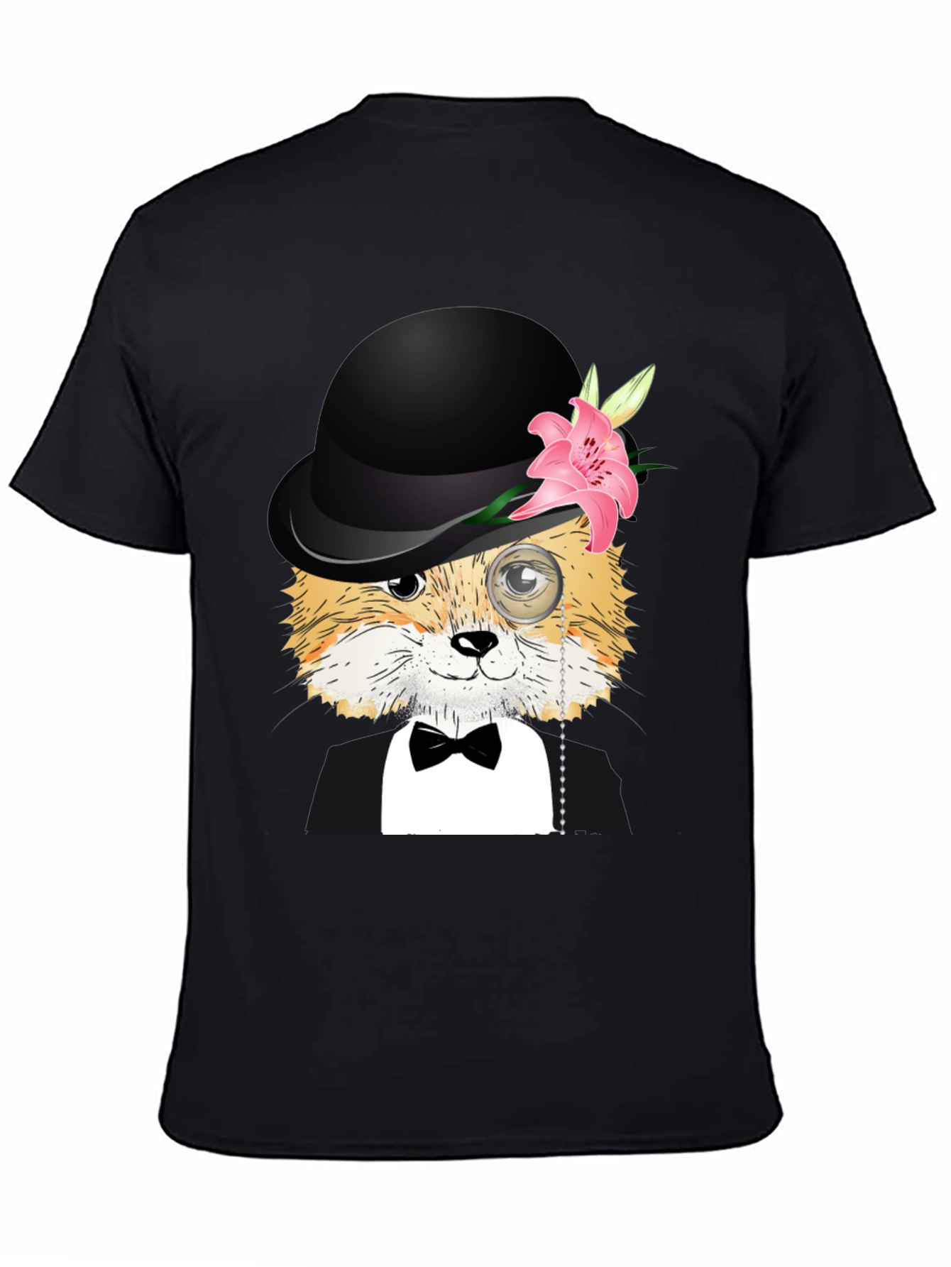 Dapper Fox T-Shirt: Bowler Hat Monocle & Bowtie!