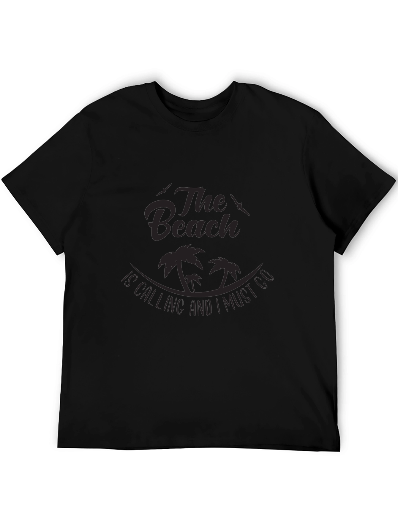 The Beach is Calling Mens Black T-Shirt