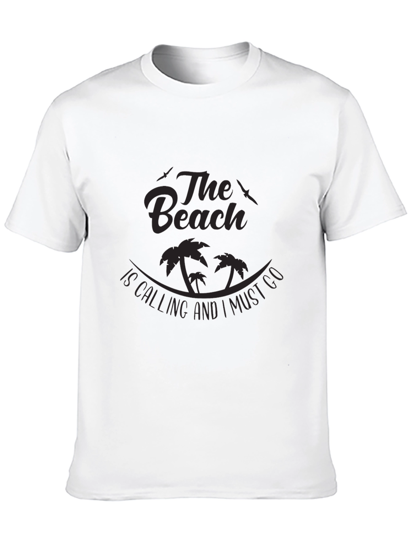 The Beach is Calling Mens Black T-Shirt