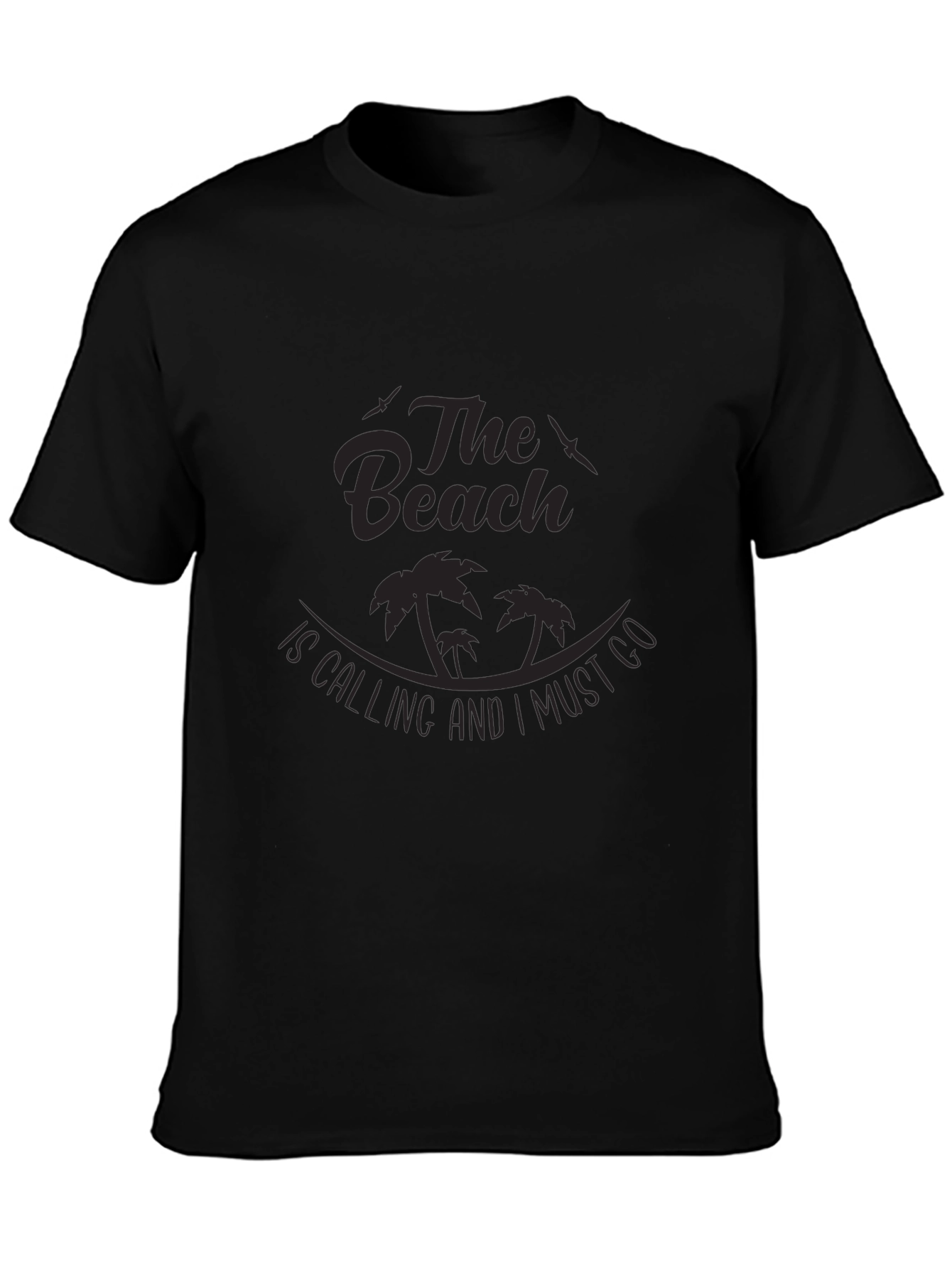 The Beach is Calling Mens Black T-Shirt