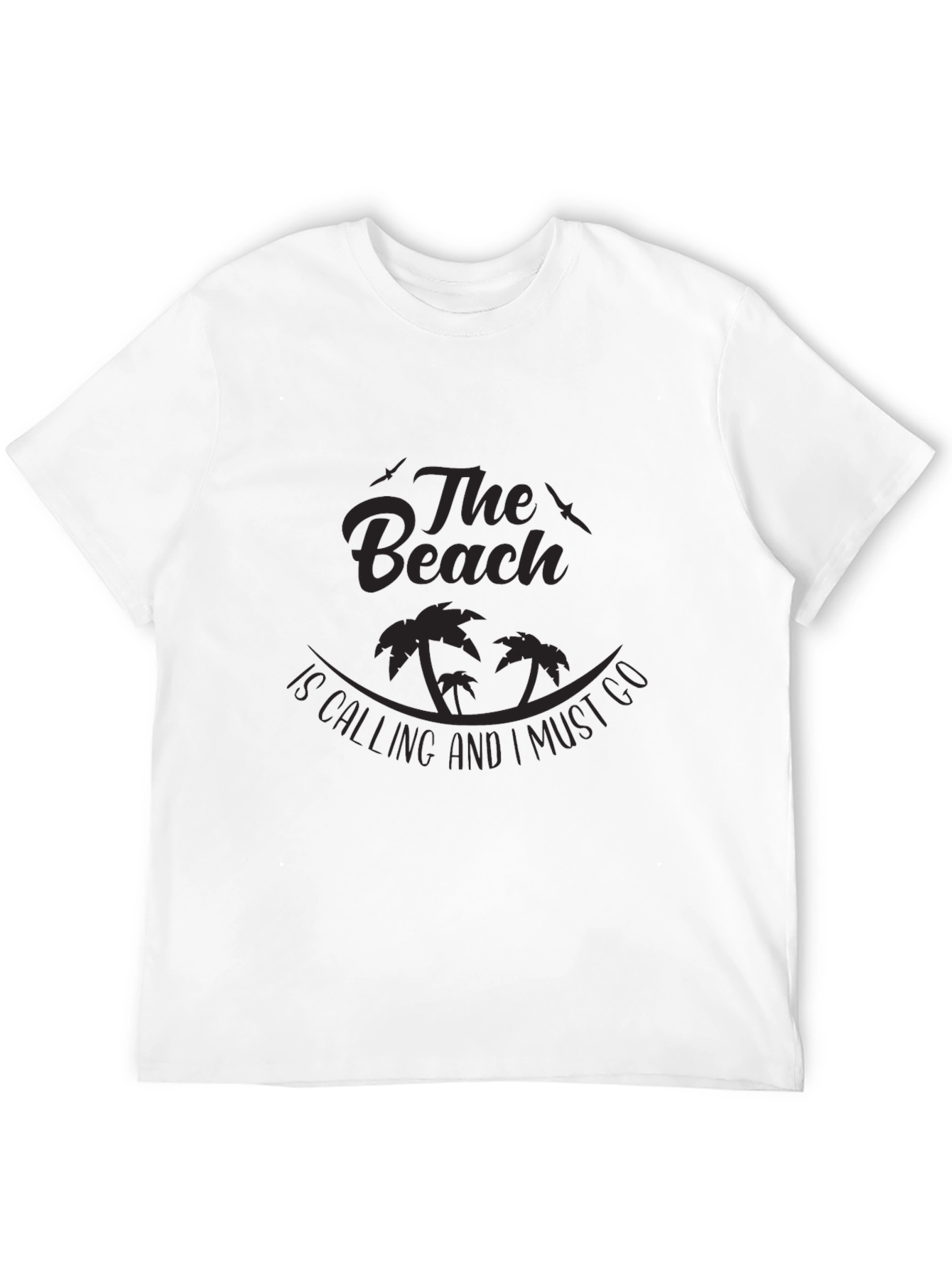 The Beach is Calling Mens Black T-Shirt