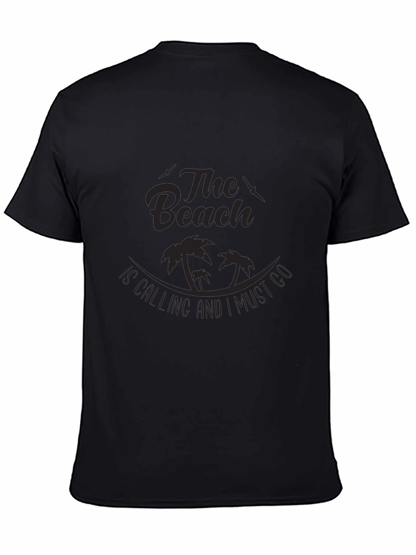 The Beach is Calling Mens Black T-Shirt