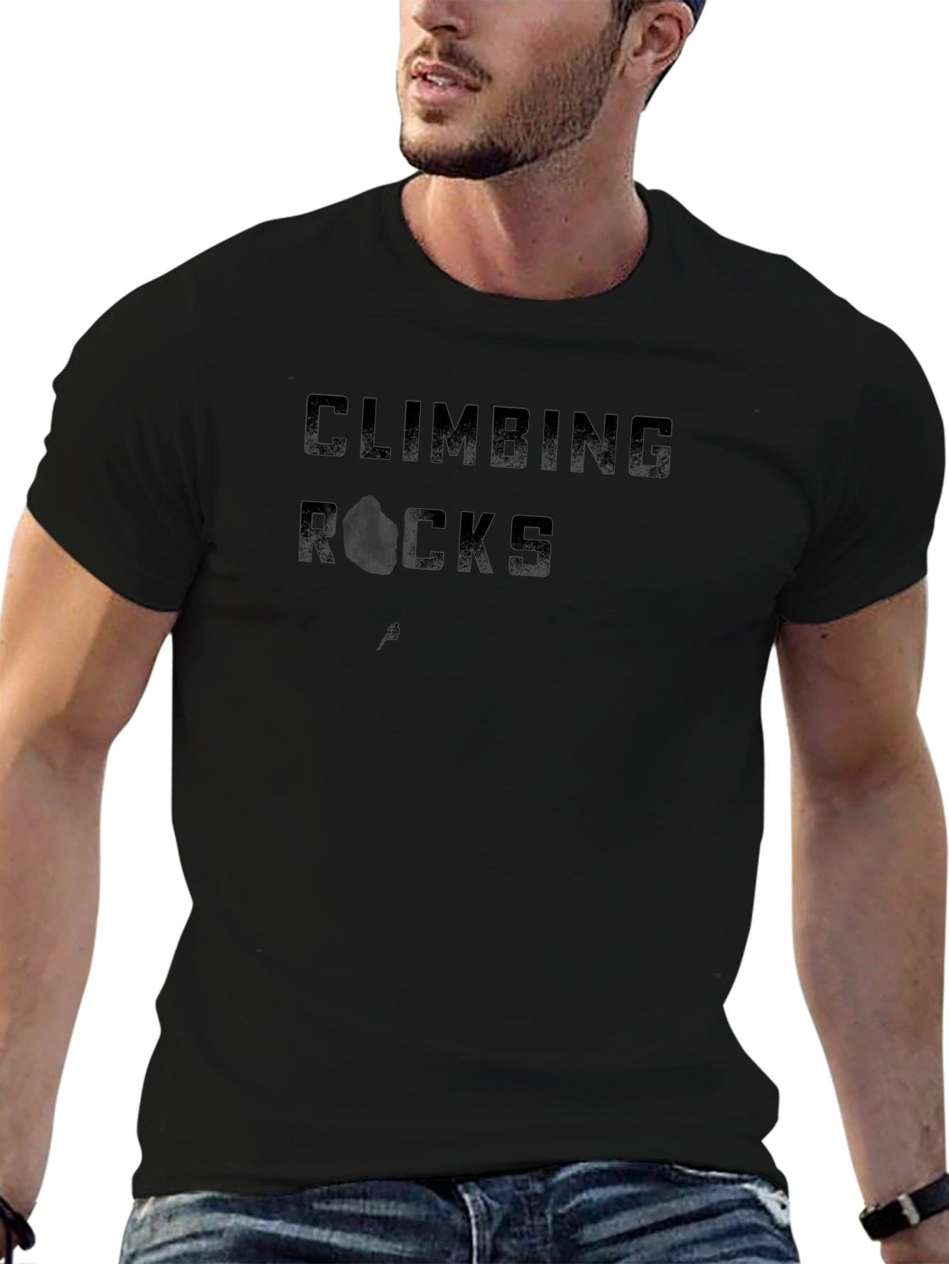 Climbing Rocks Black Graphic Tee - Adventure Style