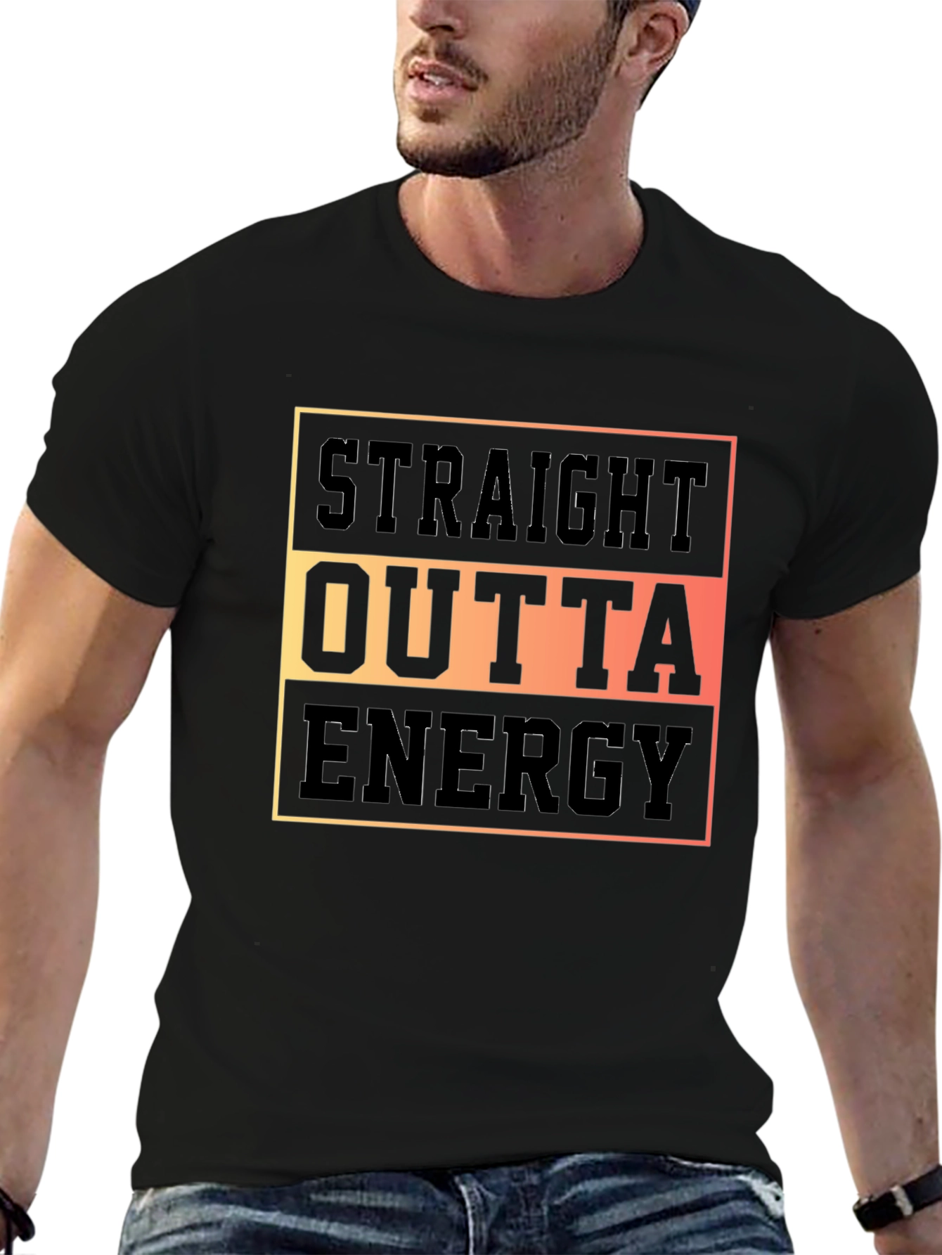 Straight Outta Energy Graphic T-Shirt - Black