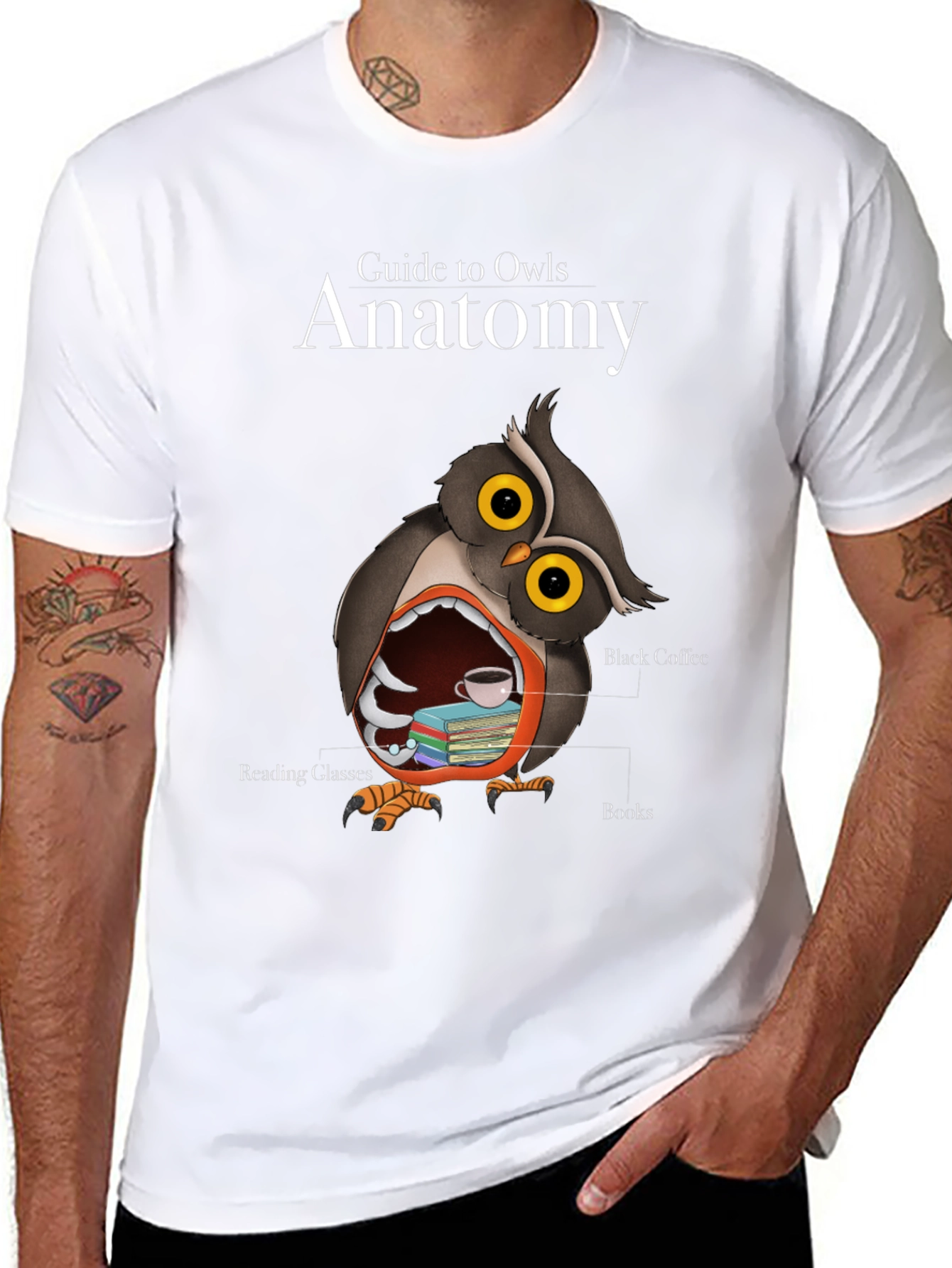 Owl Anatomy T-Shirt - Guide to Owls Novelty Tee