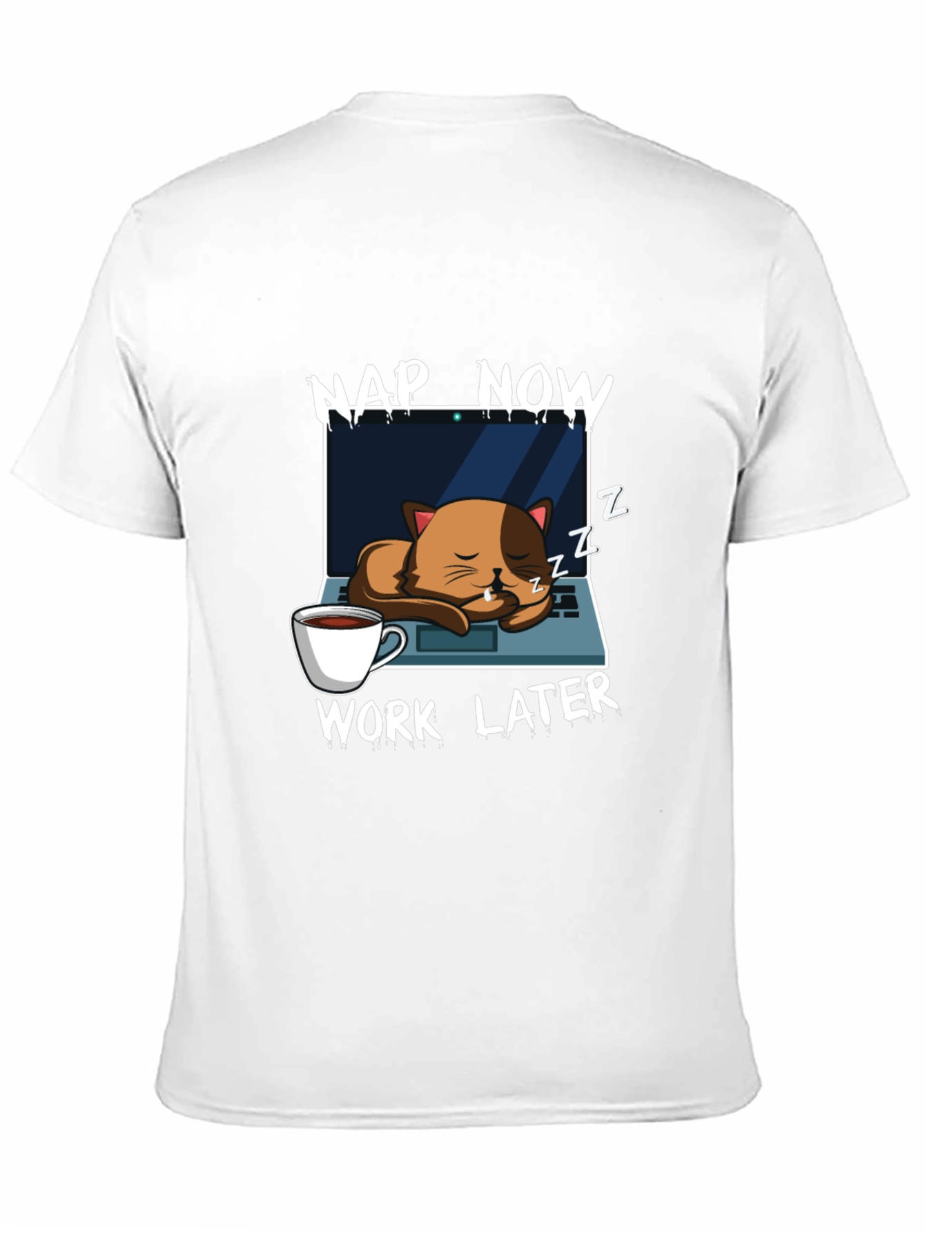 Nap Now Work Later Cat Laptop T-Shirt