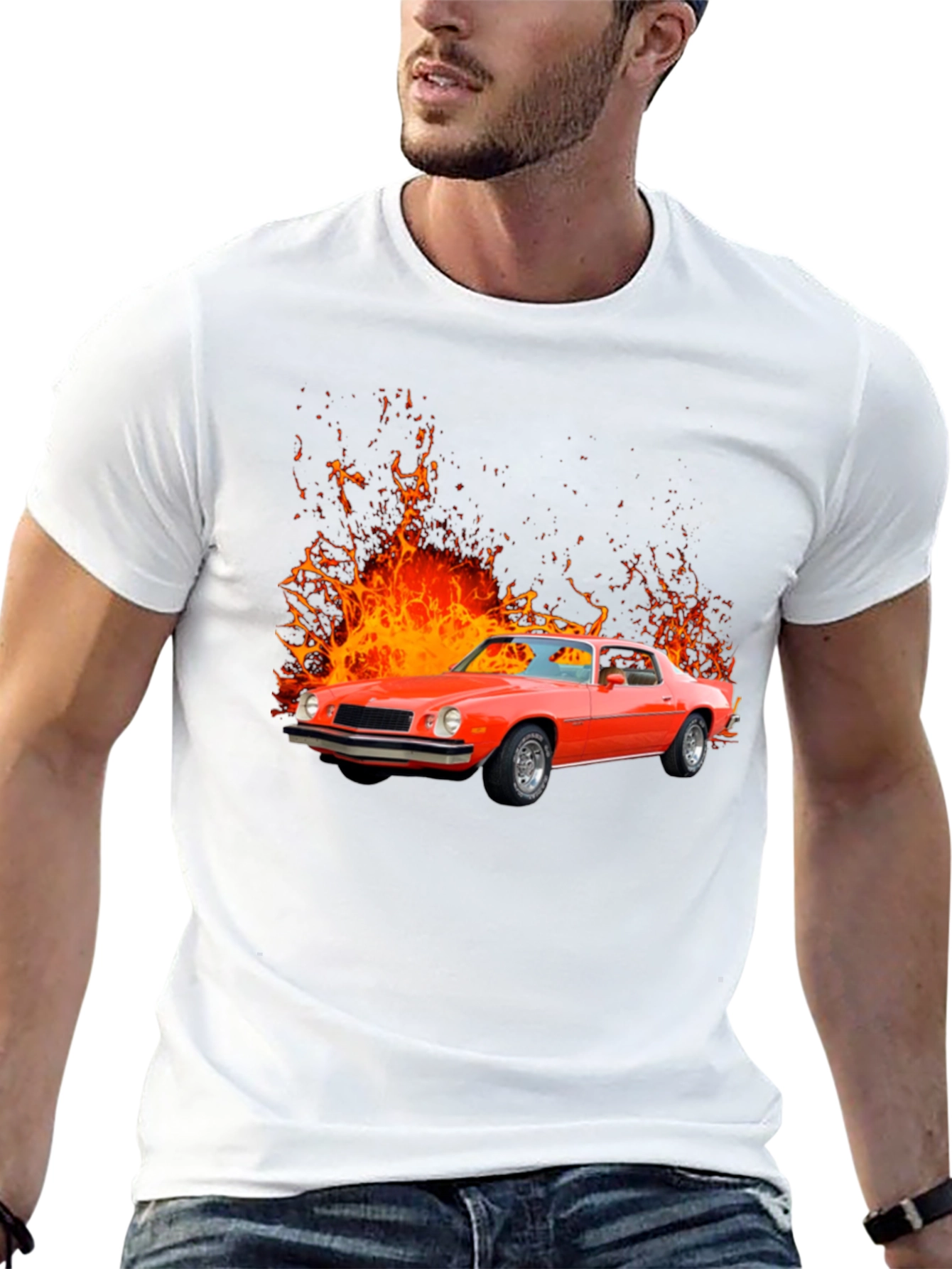 Fiery Red Classic Car Graphic Tee