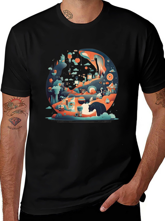 Abstract Cityscape Graphic T-Shirt