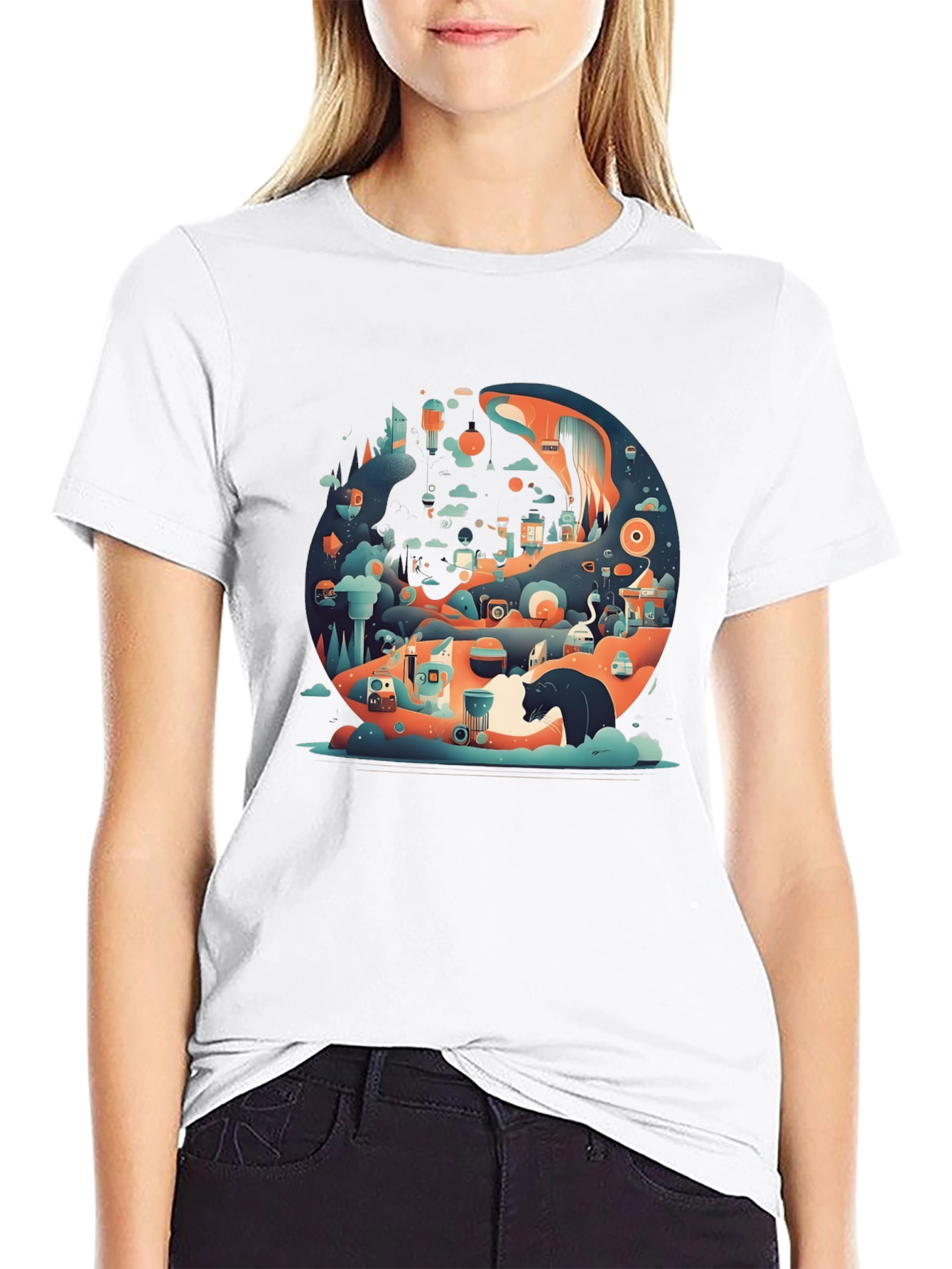 Abstract Cityscape Graphic T-Shirt
