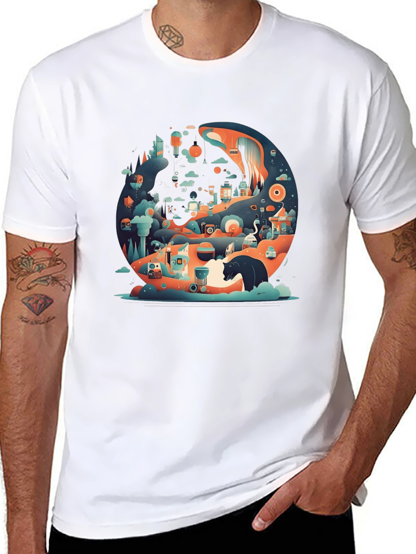 Abstract Cityscape Graphic T-Shirt