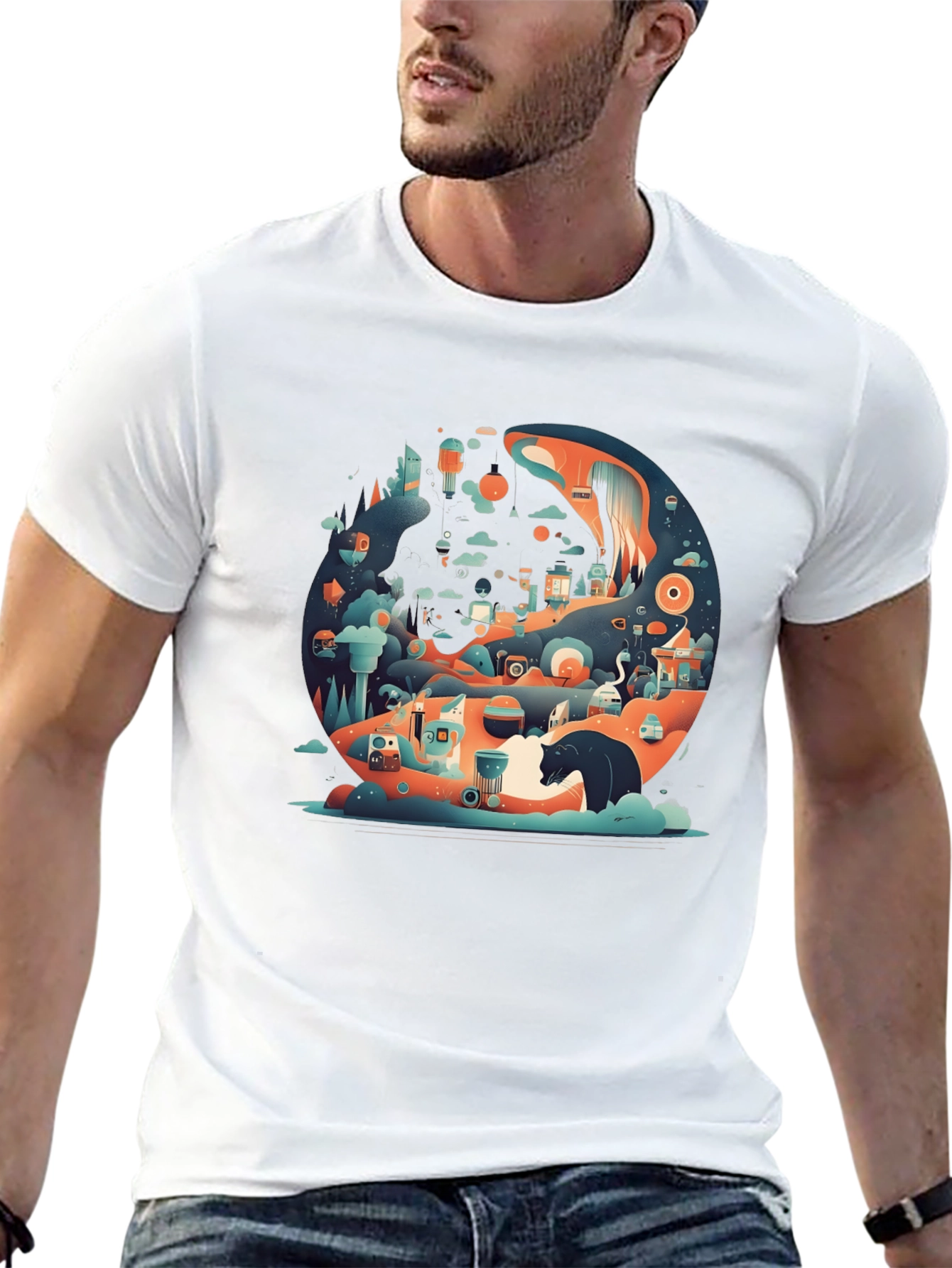 Abstract Cityscape Graphic T-Shirt