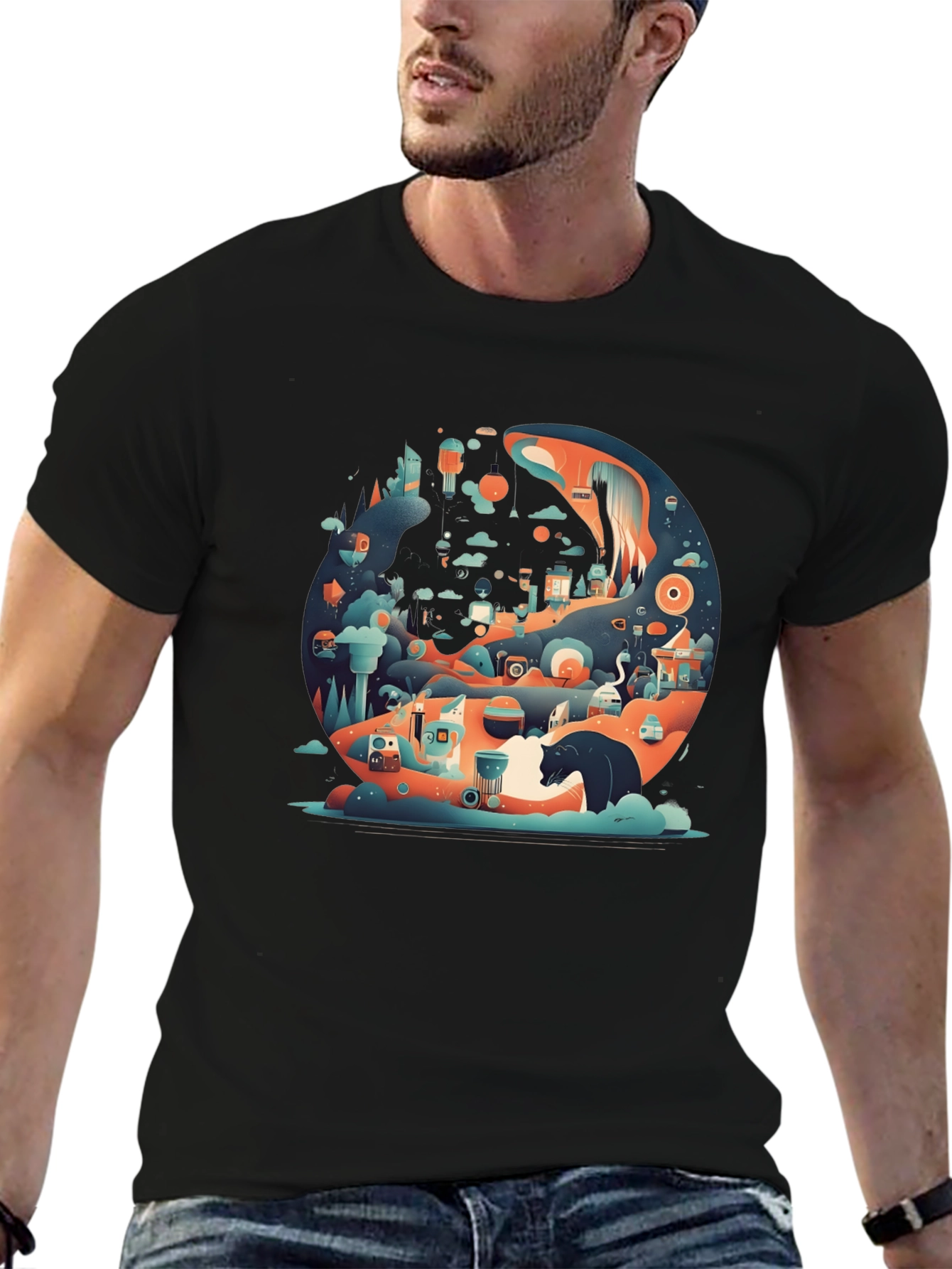 Abstract Cityscape Graphic T-Shirt