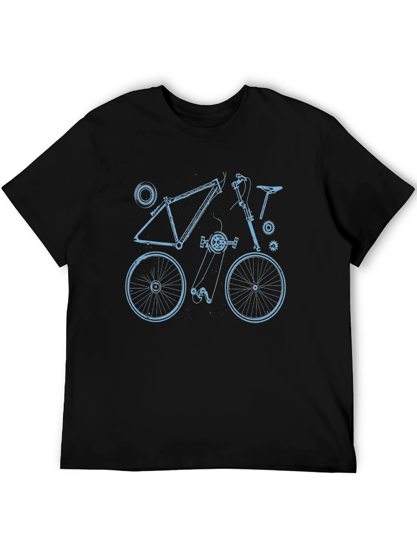 Bike Blueprint Graphic Tee - Black Cotton T-Shirt