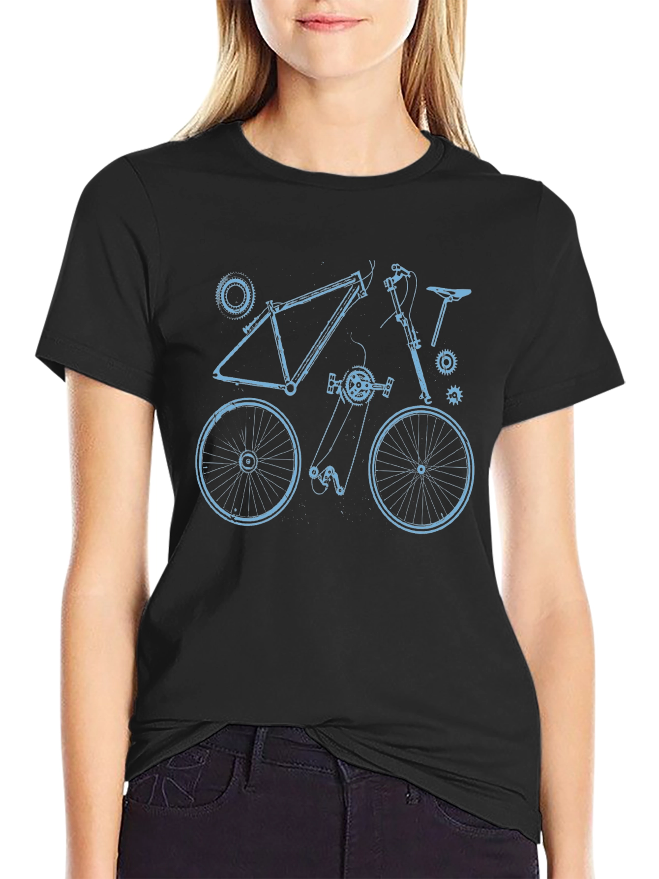 Bike Blueprint Graphic Tee - Black Cotton T-Shirt