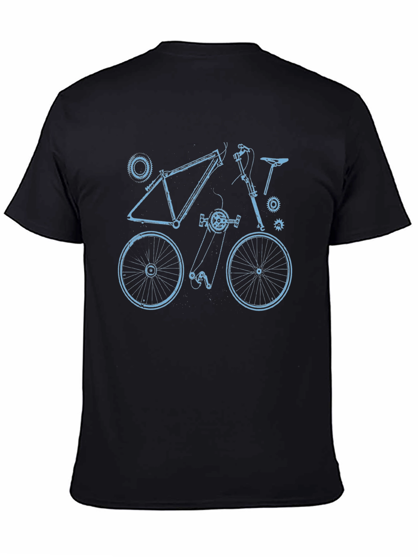 Bike Blueprint Graphic Tee - Black Cotton T-Shirt