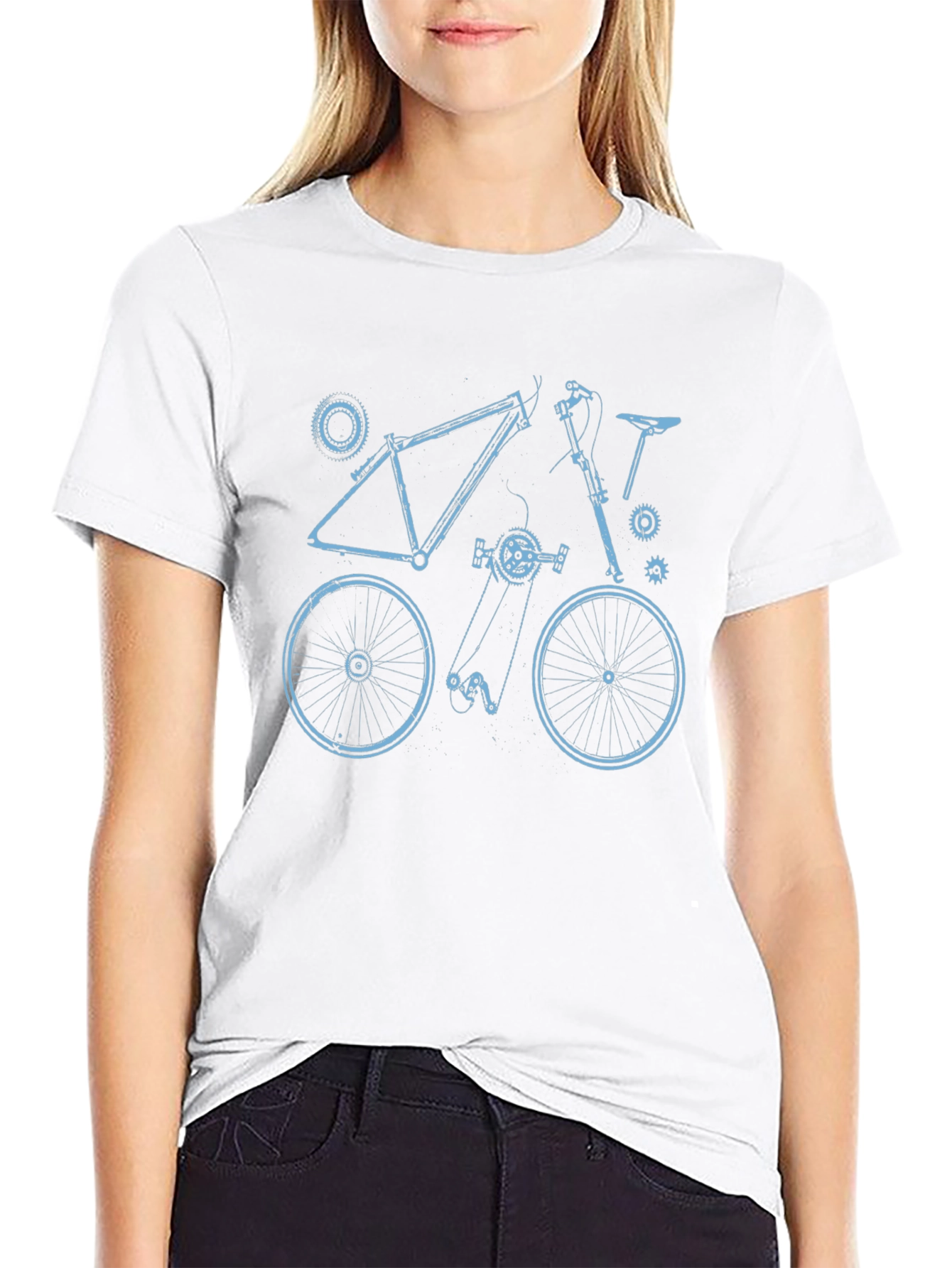 Bike Blueprint Graphic Tee - Black Cotton T-Shirt
