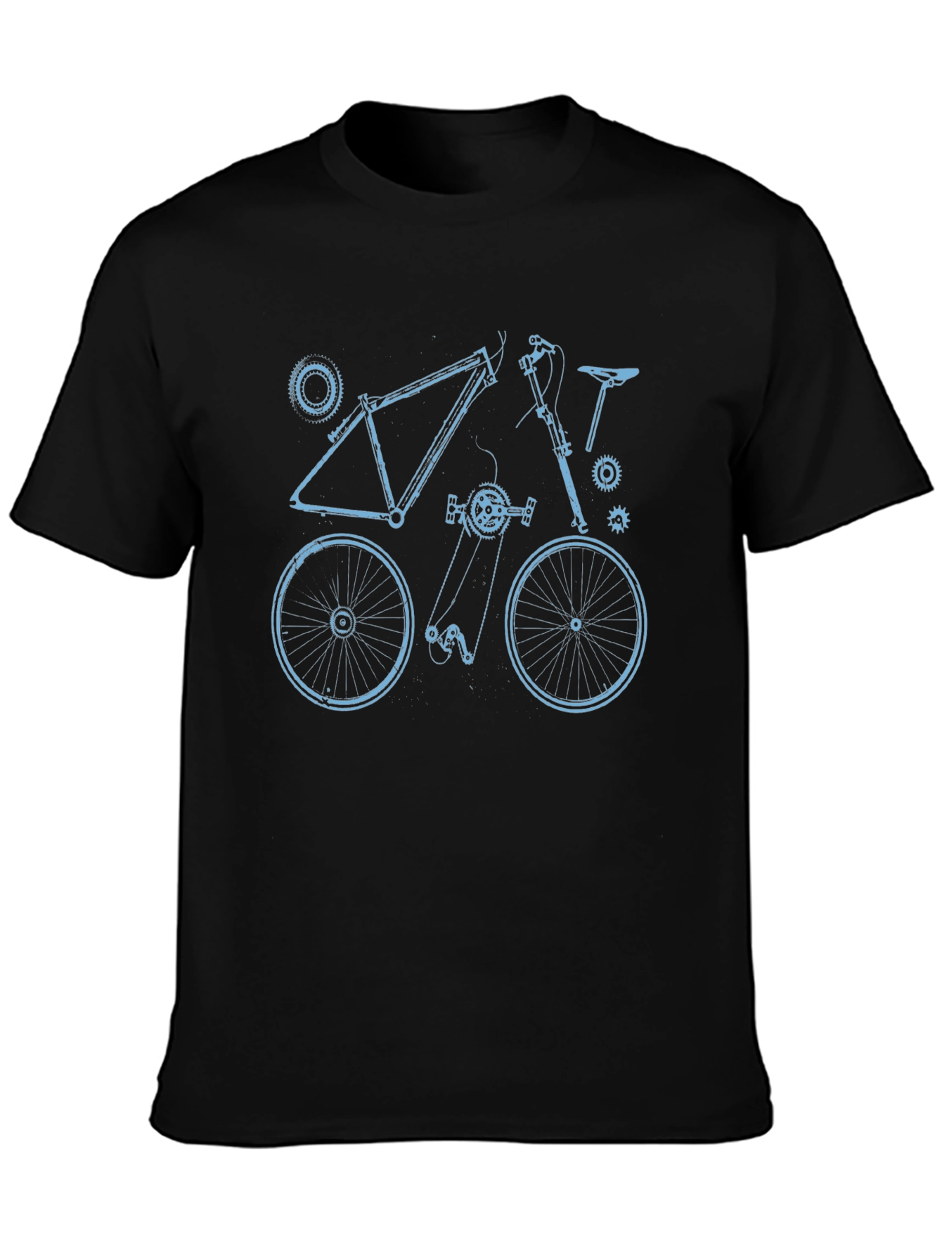 Bike Blueprint Graphic Tee - Black Cotton T-Shirt