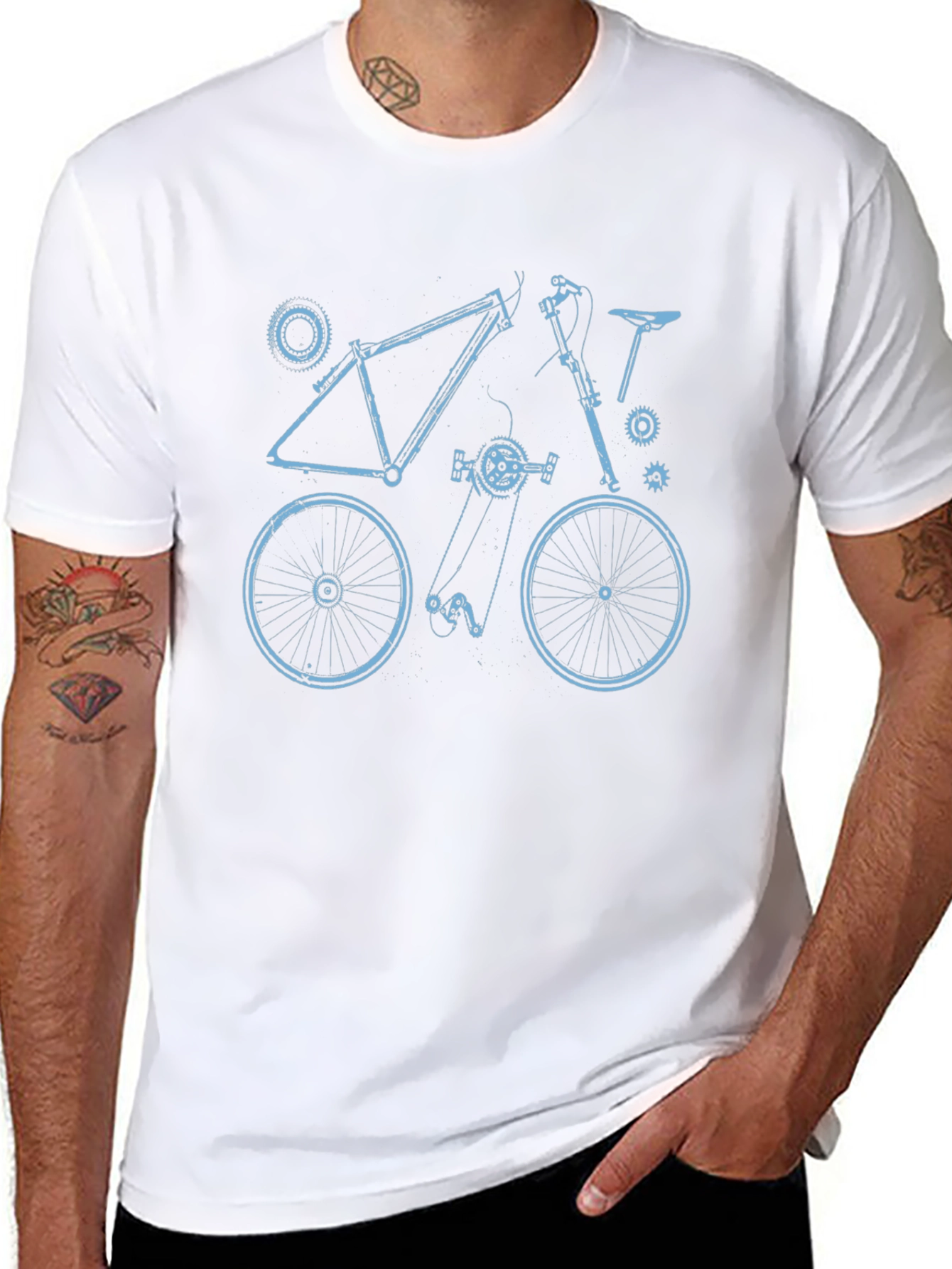 Bike Blueprint Graphic Tee - Black Cotton T-Shirt