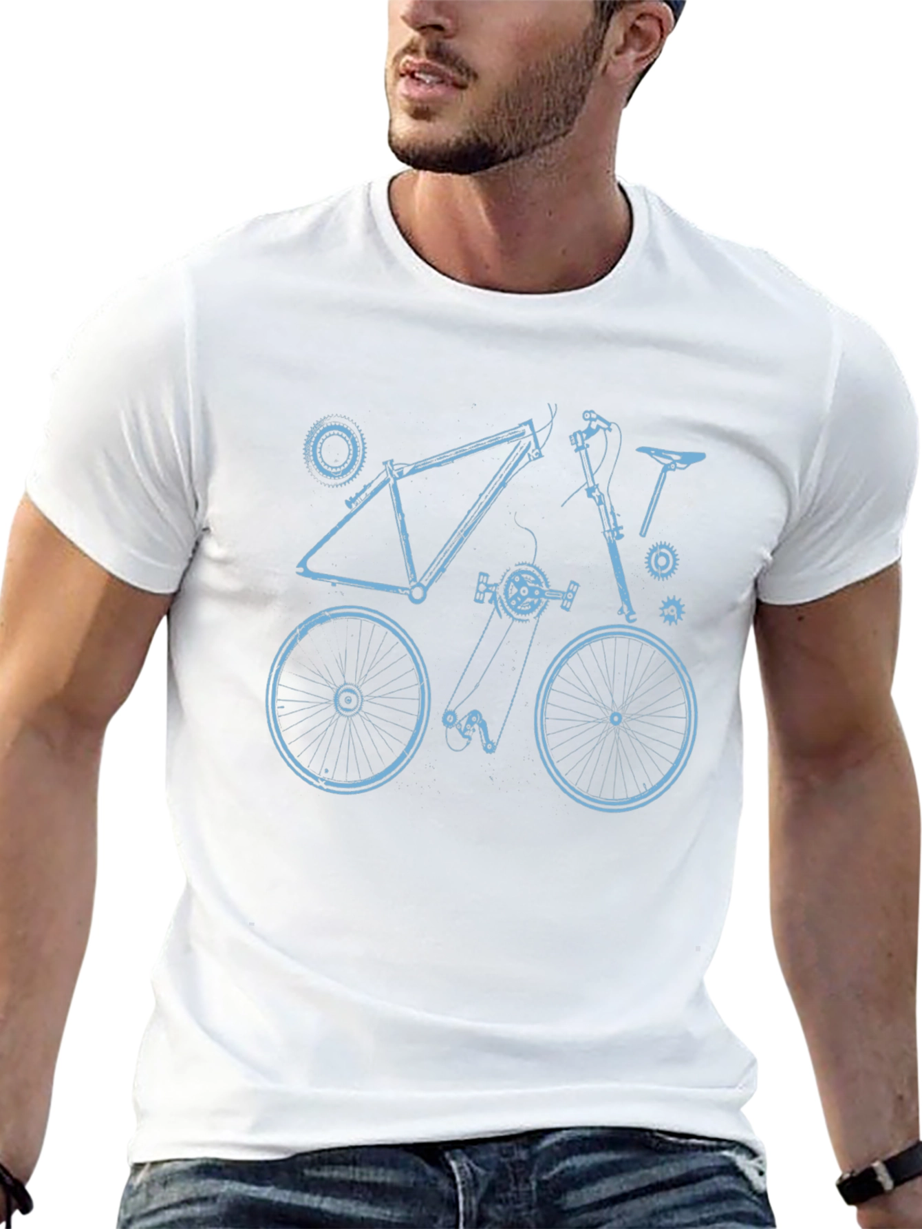 Bike Blueprint Graphic Tee - Black Cotton T-Shirt