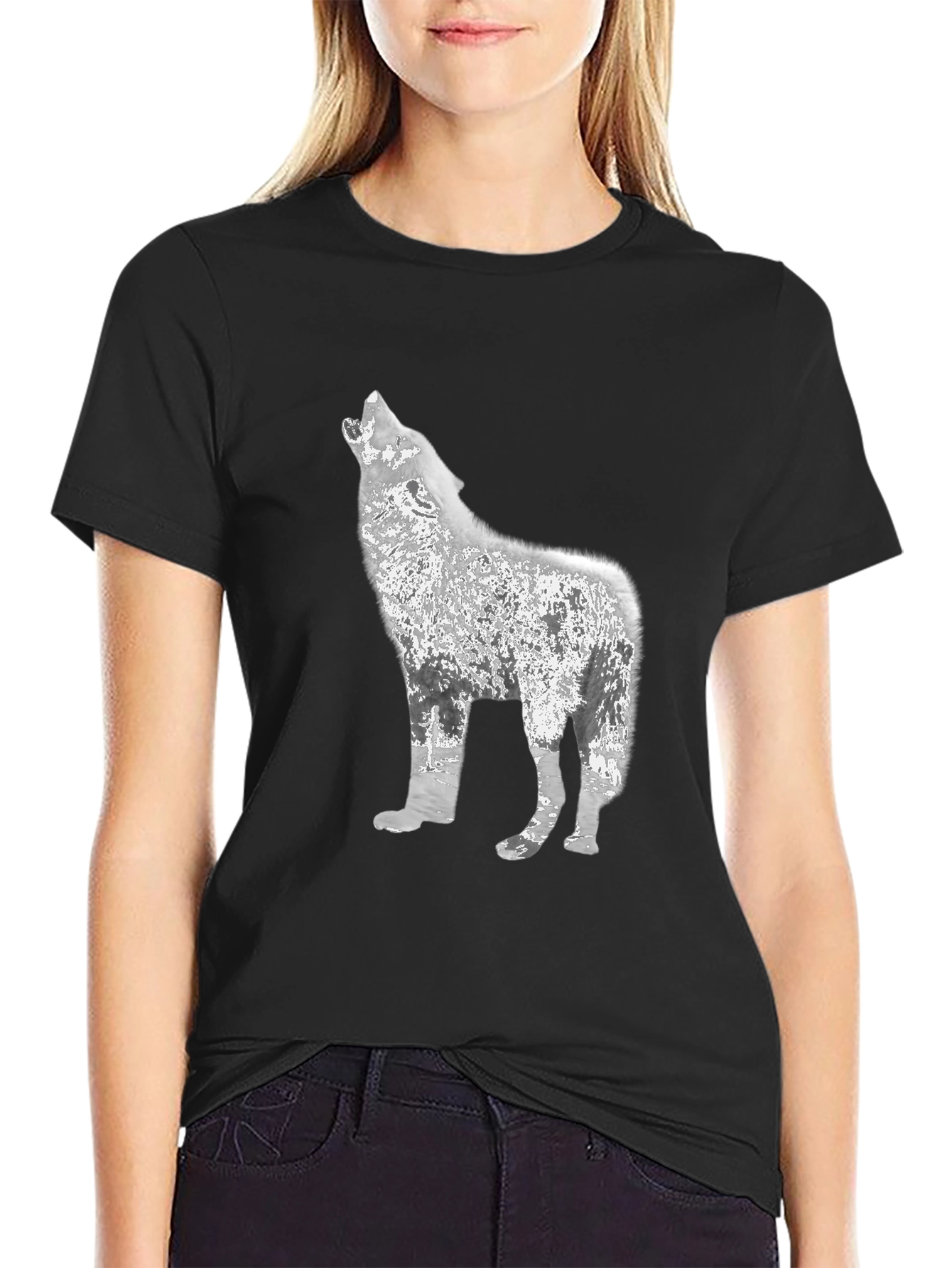 Wolf Howl Graphic Black T-Shirt