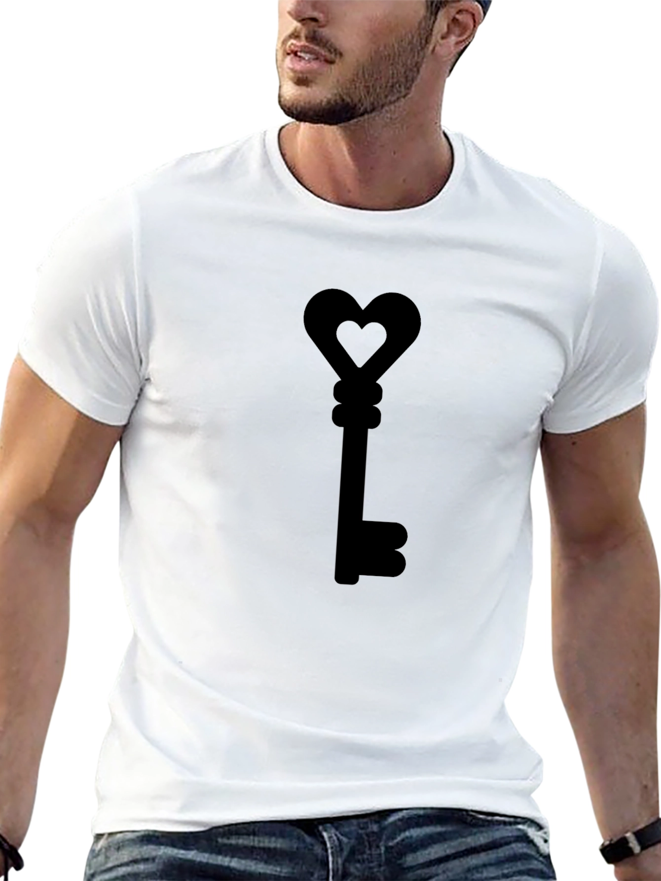 Heart Key Graphic T-Shirt - Love Unlock Style