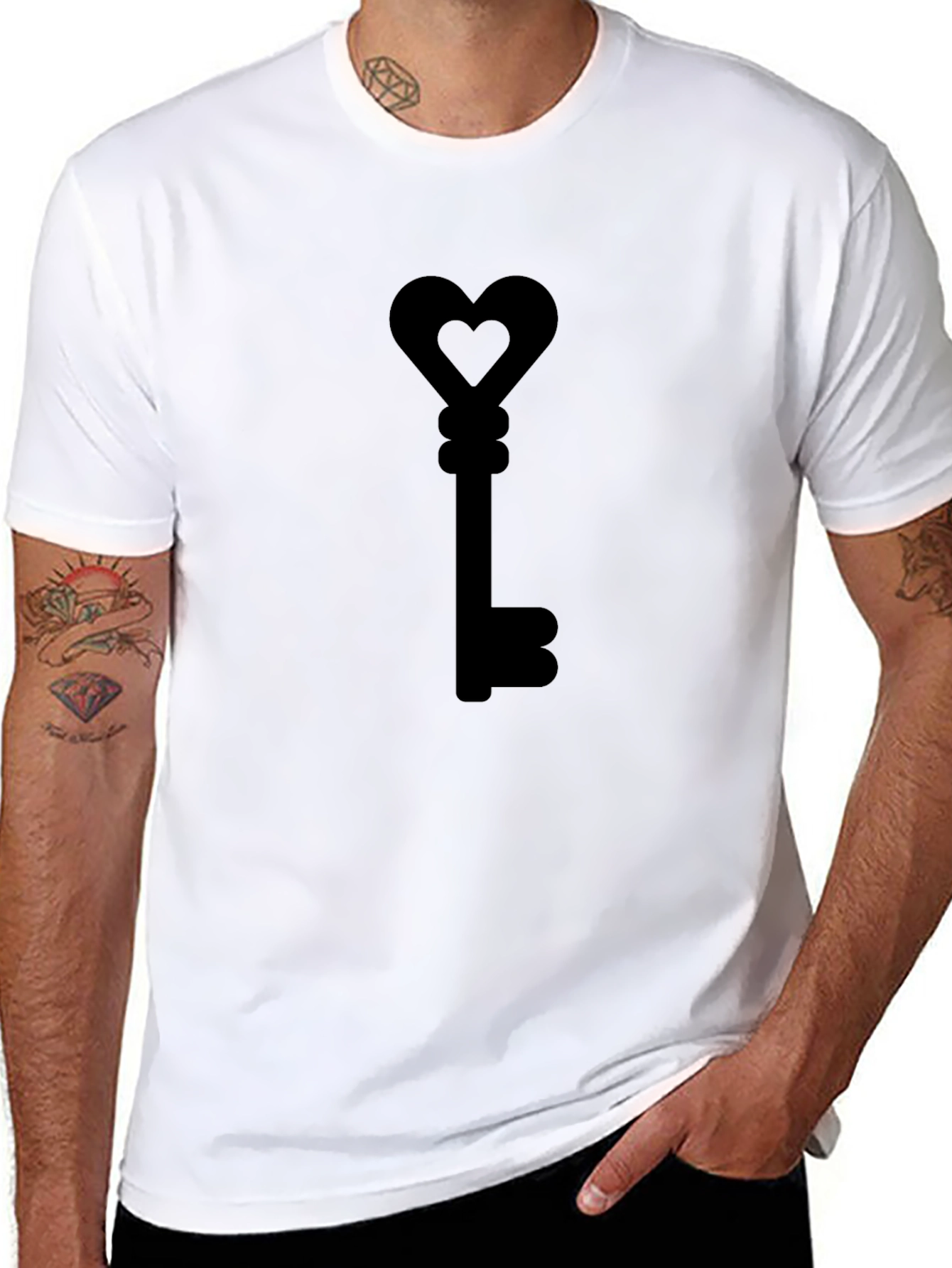 Heart Key Graphic T-Shirt - Love Unlock Style