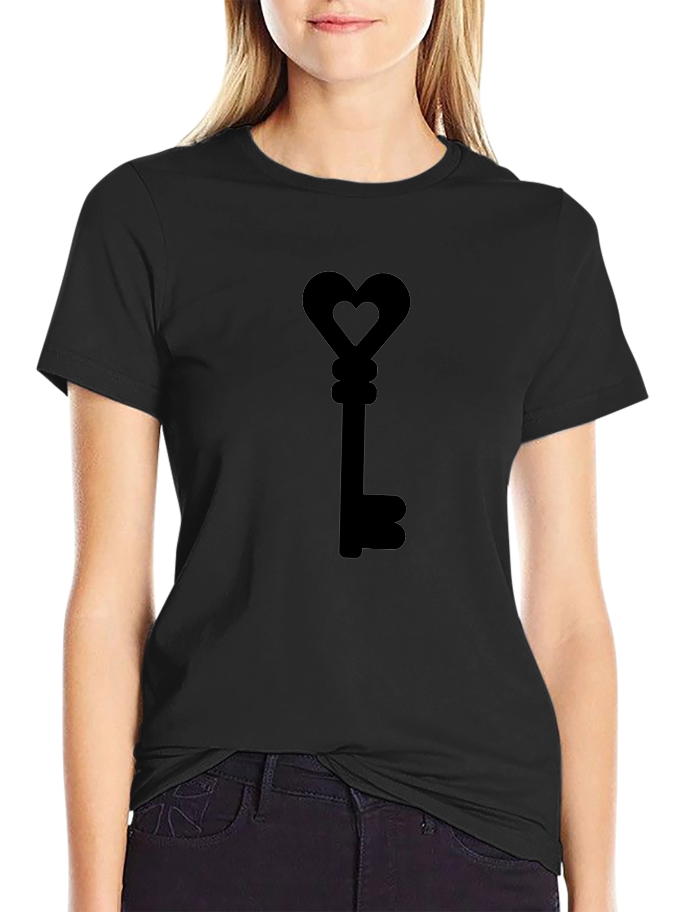 Heart Key Graphic T-Shirt - Love Unlock Style