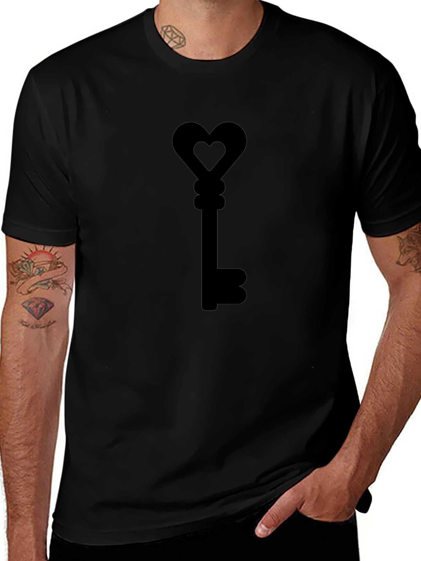 Heart Key Graphic T-Shirt - Love Unlock Style