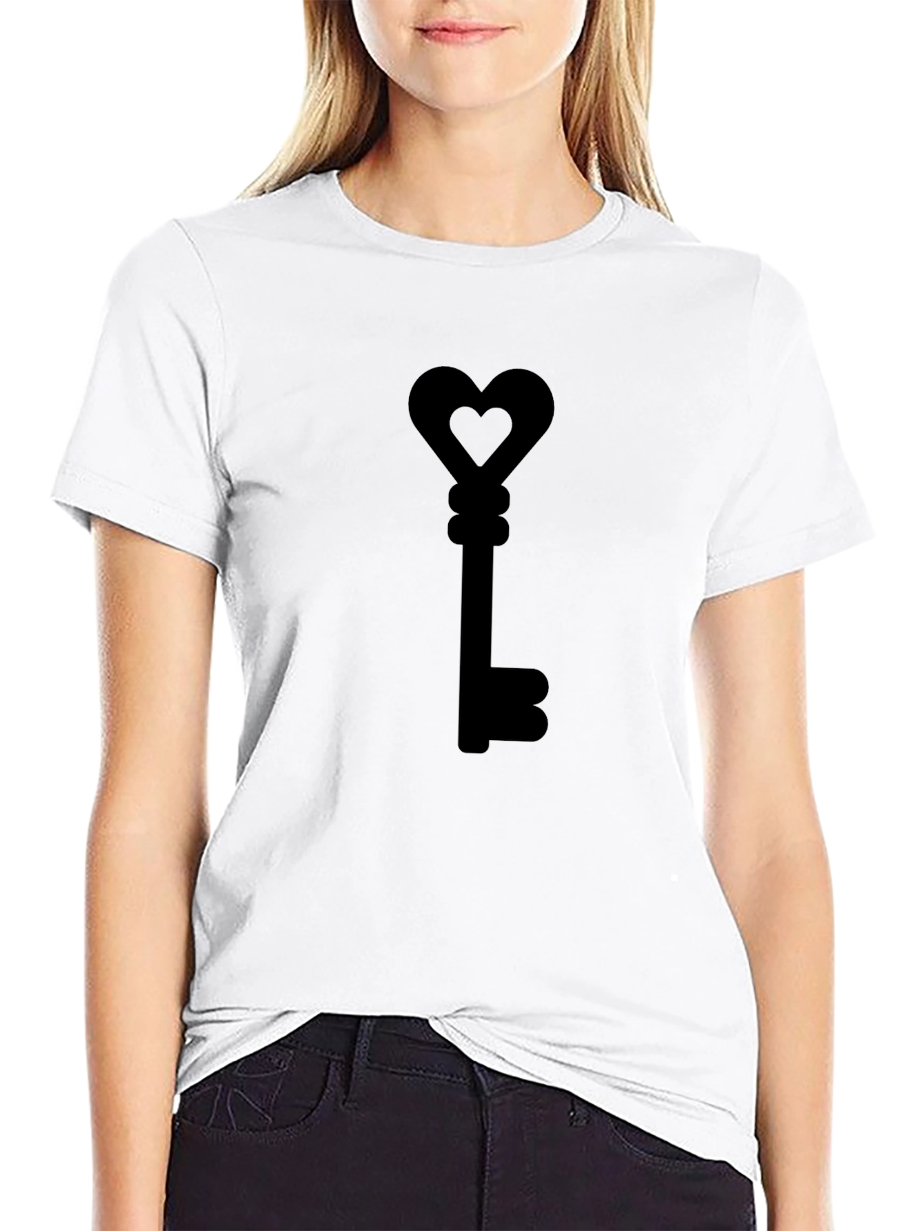 Heart Key Graphic T-Shirt - Love Unlock Style