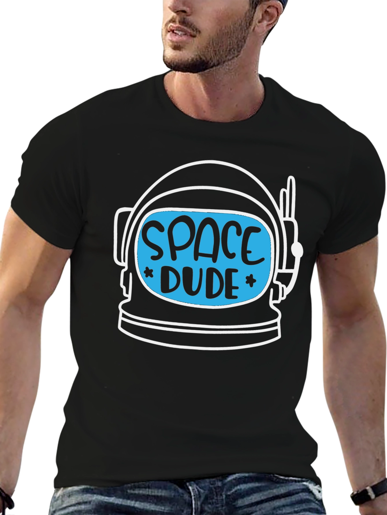 Space Dude Graphic Tee - Astronaut Helmet Design