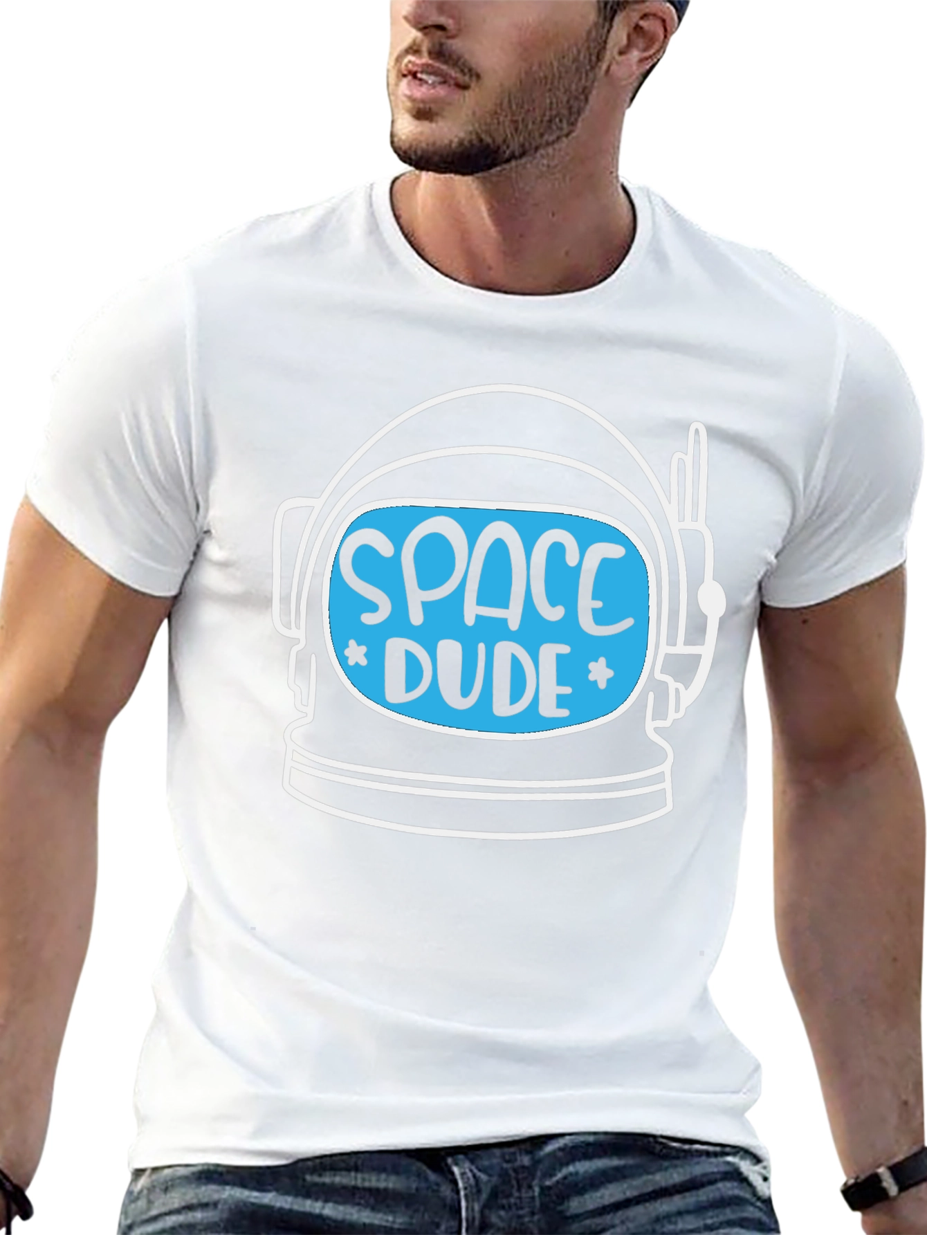 Space Dude Graphic Tee - Astronaut Helmet Design