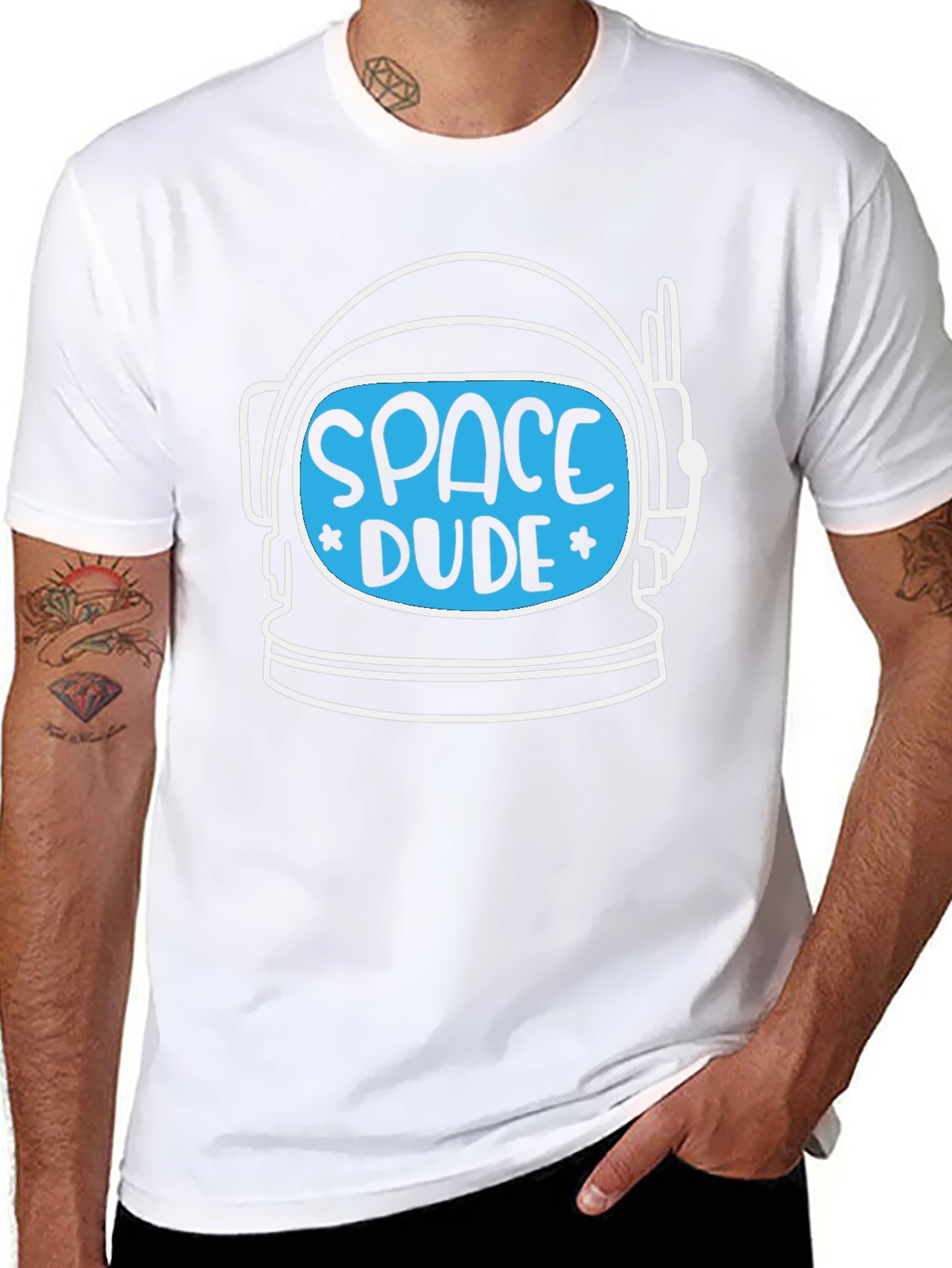 Space Dude Graphic Tee - Astronaut Helmet Design