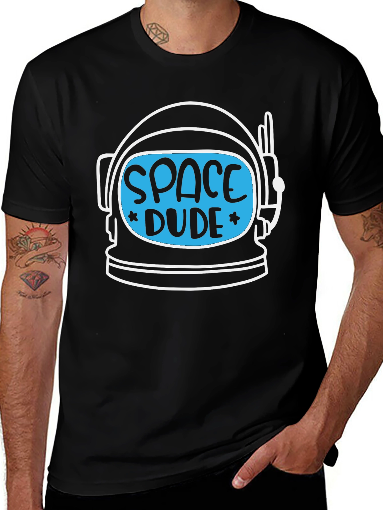 Space Dude Graphic Tee - Astronaut Helmet Design