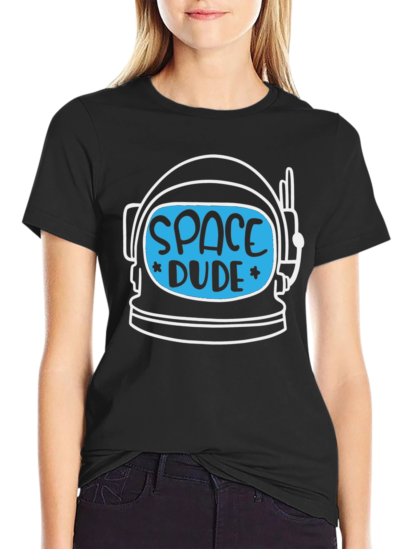Space Dude Graphic Tee - Astronaut Helmet Design