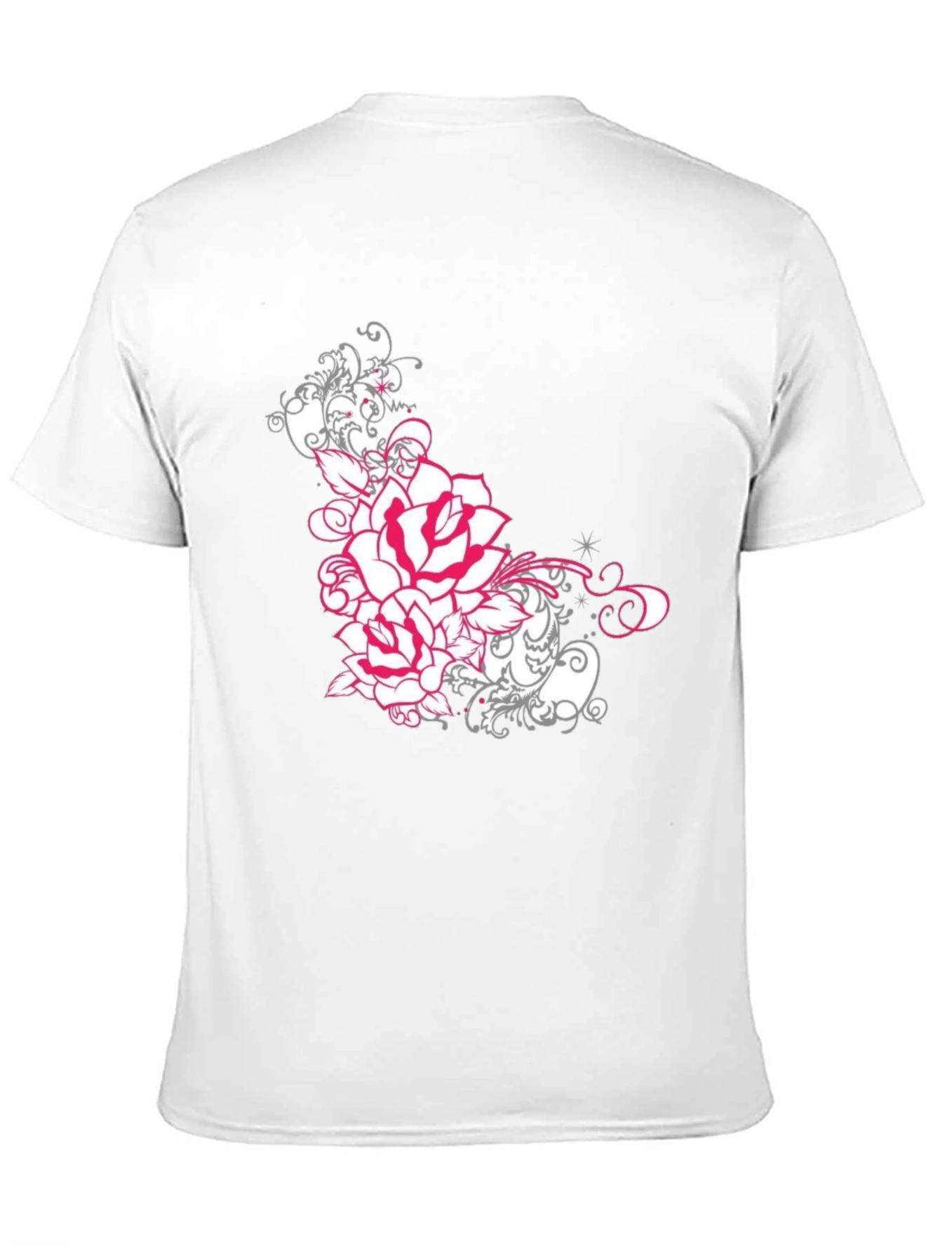 Floral Rose Graphic Tee - Black Cotton T-Shirt