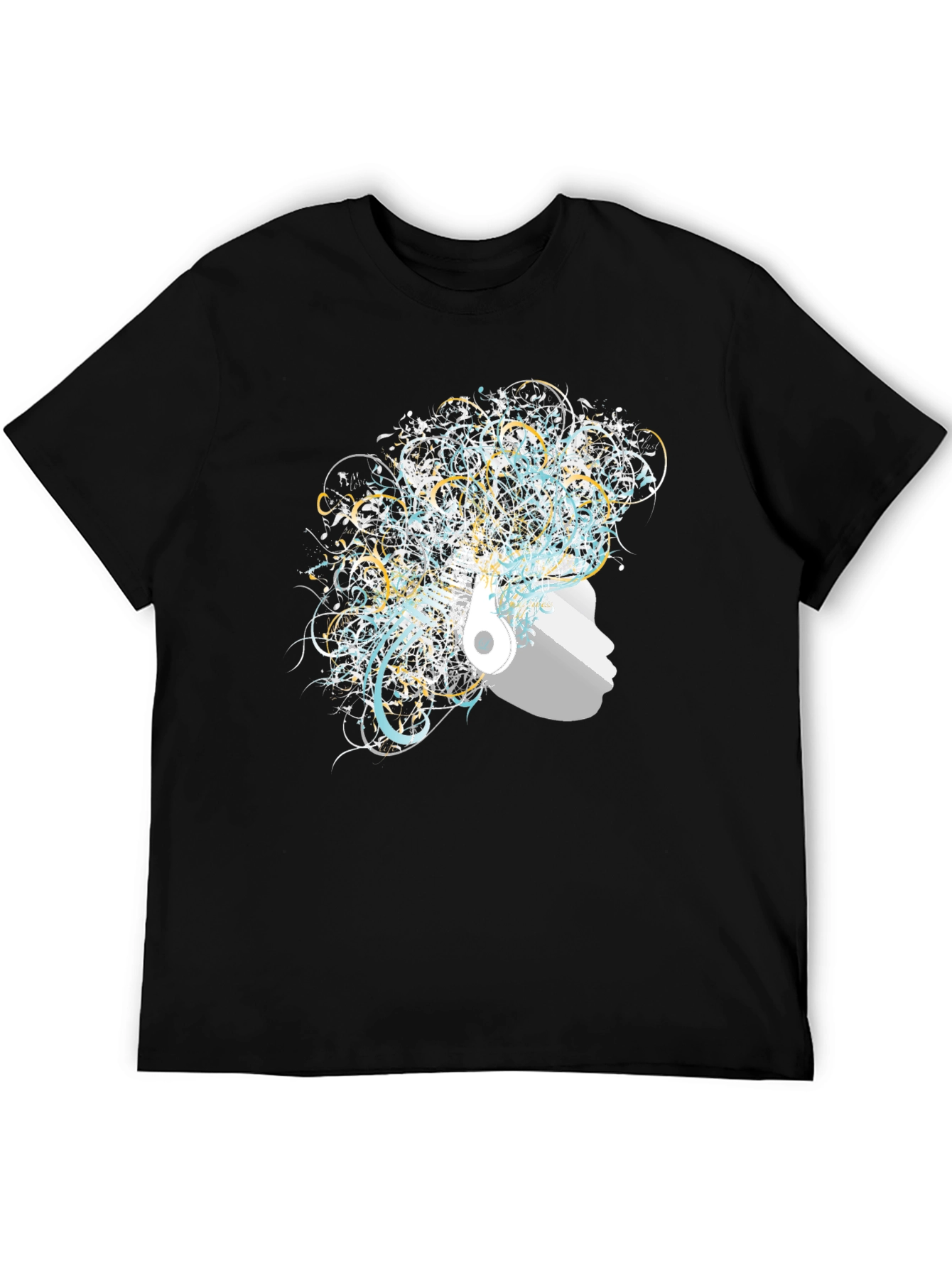 Artistic Afro Headphone T-Shirt - Black