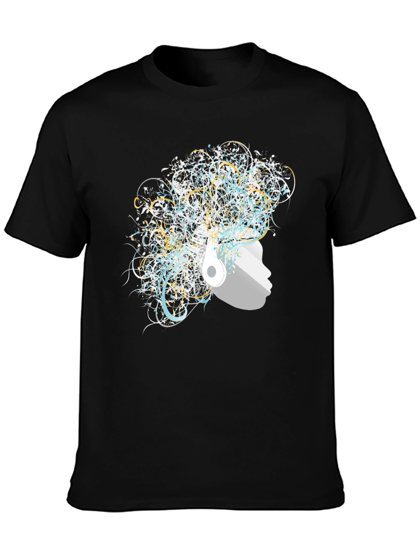 Artistic Afro Headphone T-Shirt - Black