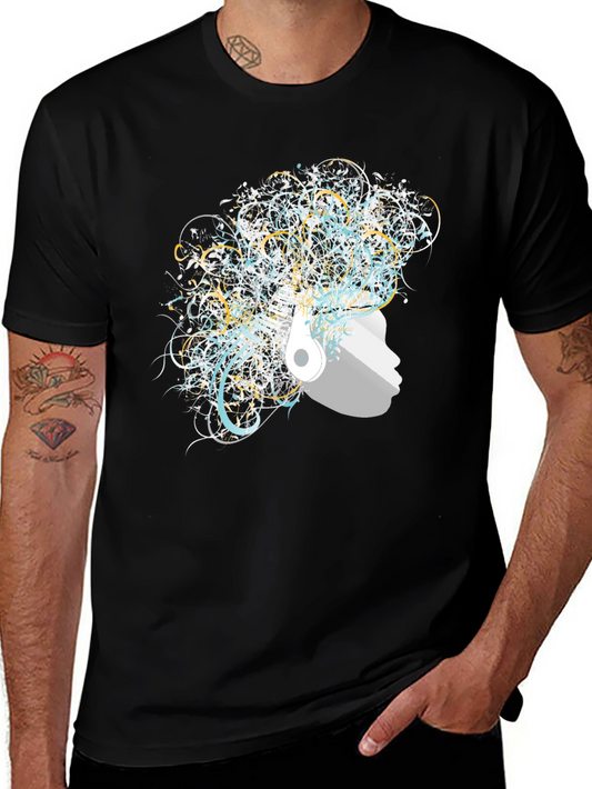 Artistic Afro Headphone T-Shirt - Black
