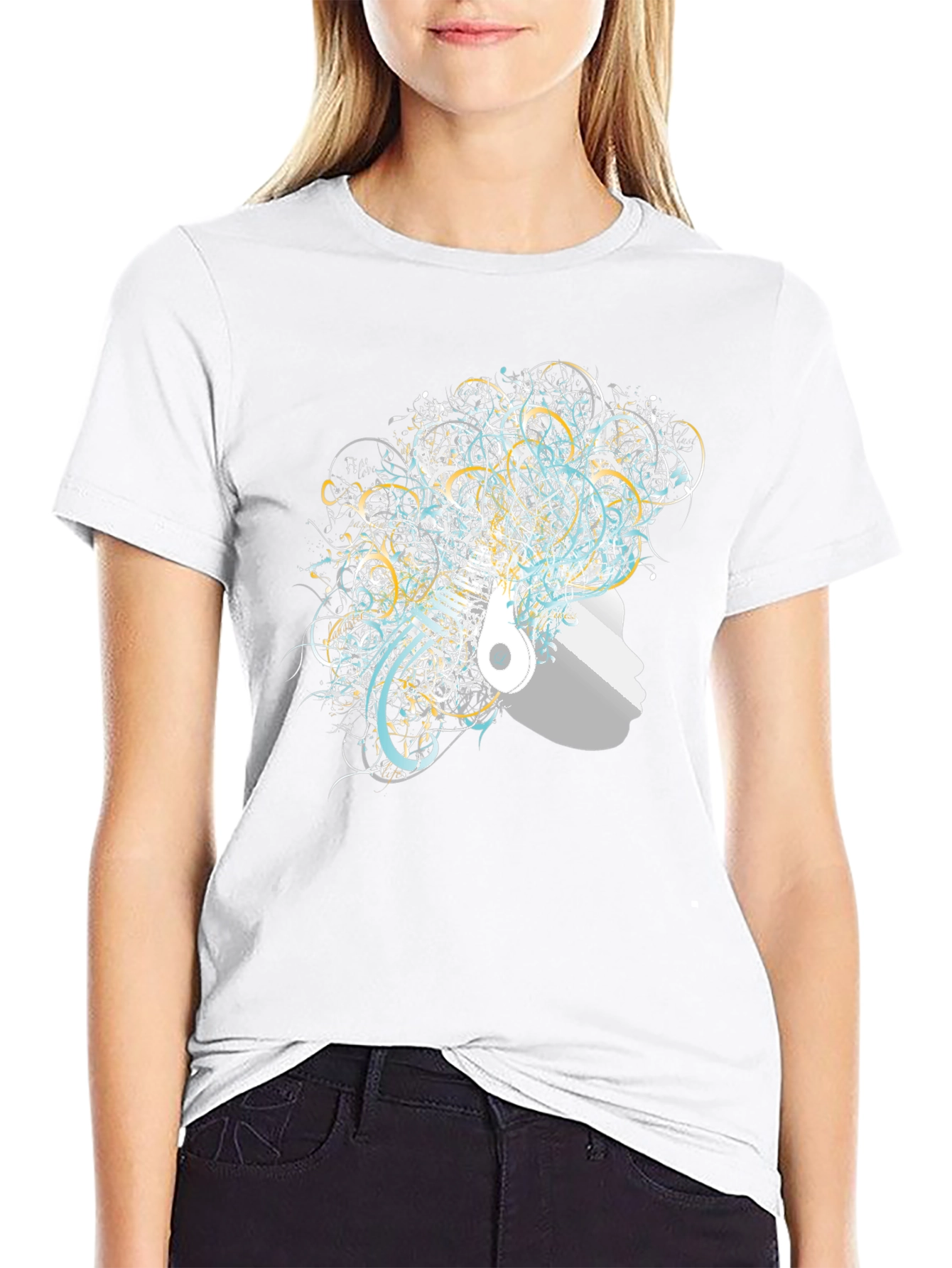 Artistic Afro Headphone T-Shirt - Black
