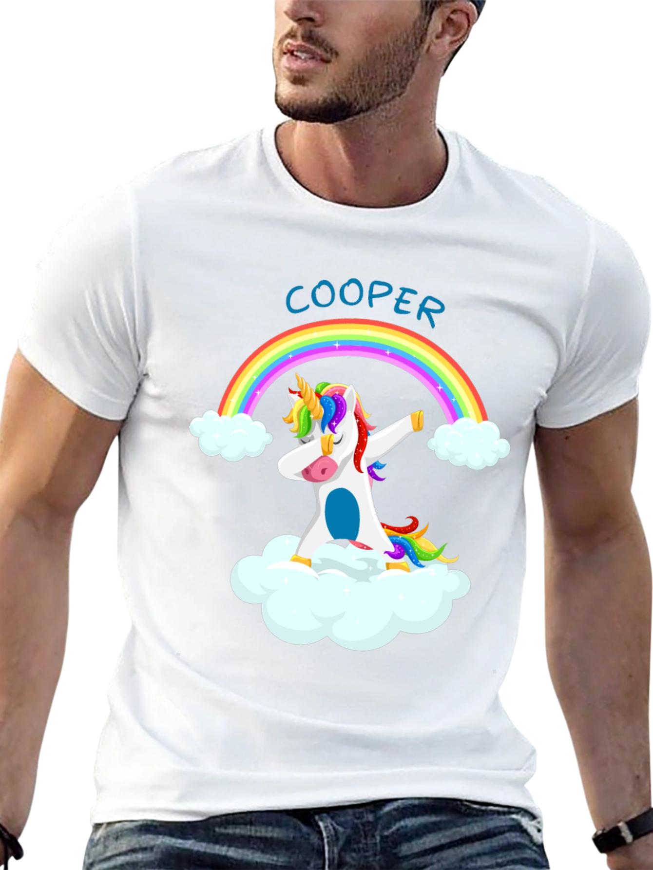 Cooper Unicorn Dabbing Rainbow T-Shirt